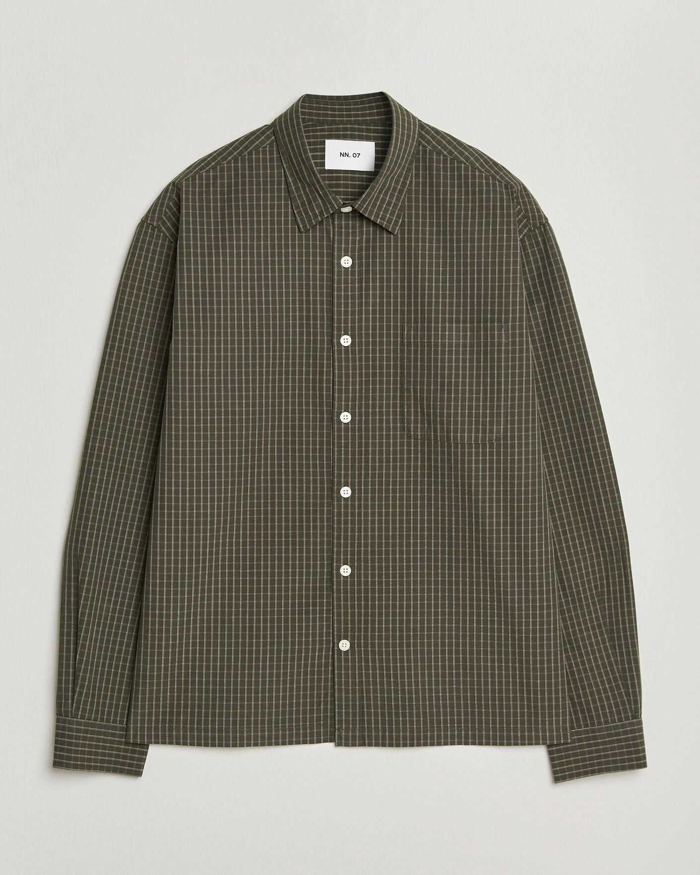 Herr | Skjortor | NN07 | Deon Peached Cotton Checked Shirt Green
