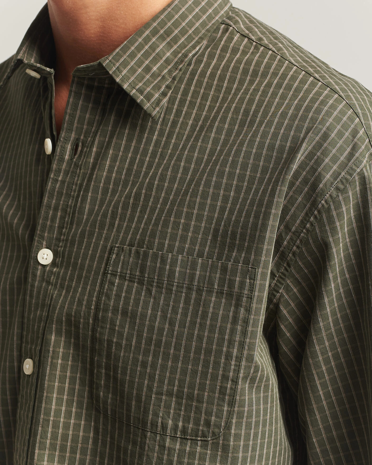 Herr | Skjortor | NN07 | Deon Peached Cotton Checked Shirt Green