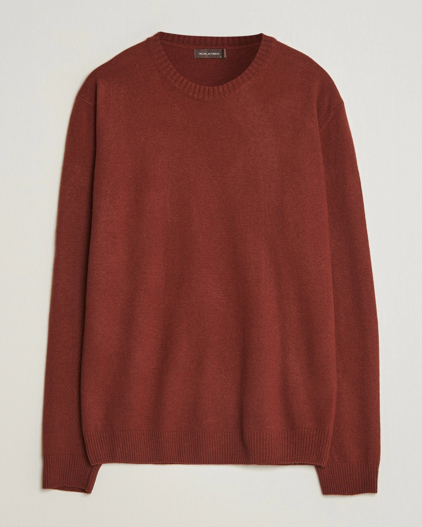 Herr | Tröjor | Oscar Jacobson | Valter Wool/Cashmere Round Neck Orange Rust