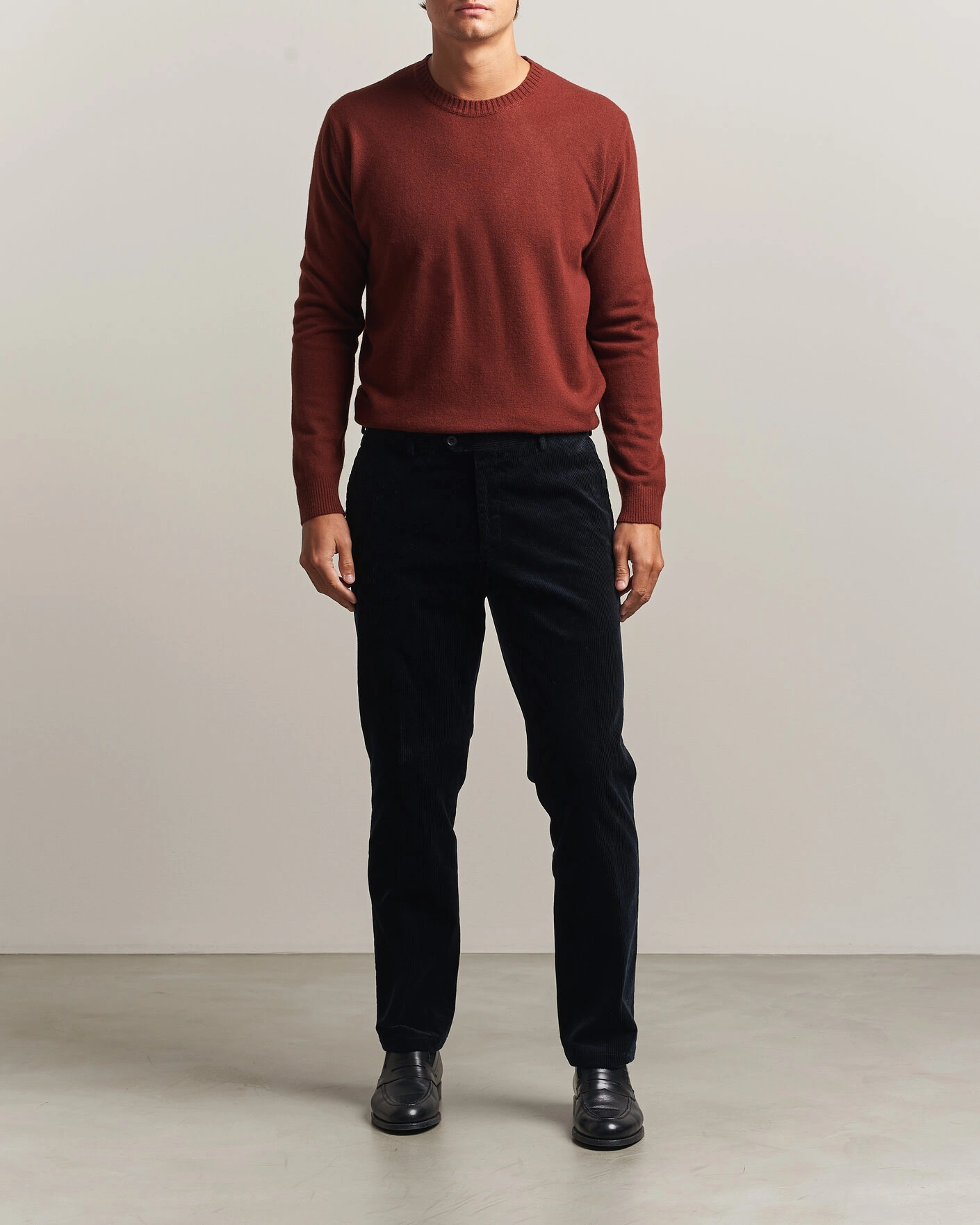 Herr | Tröjor | Oscar Jacobson | Valter Wool/Cashmere Round Neck Orange Rust