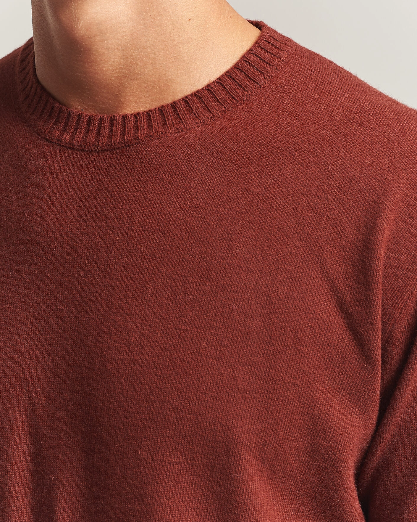 Herr | Tröjor | Oscar Jacobson | Valter Wool/Cashmere Round Neck Orange Rust