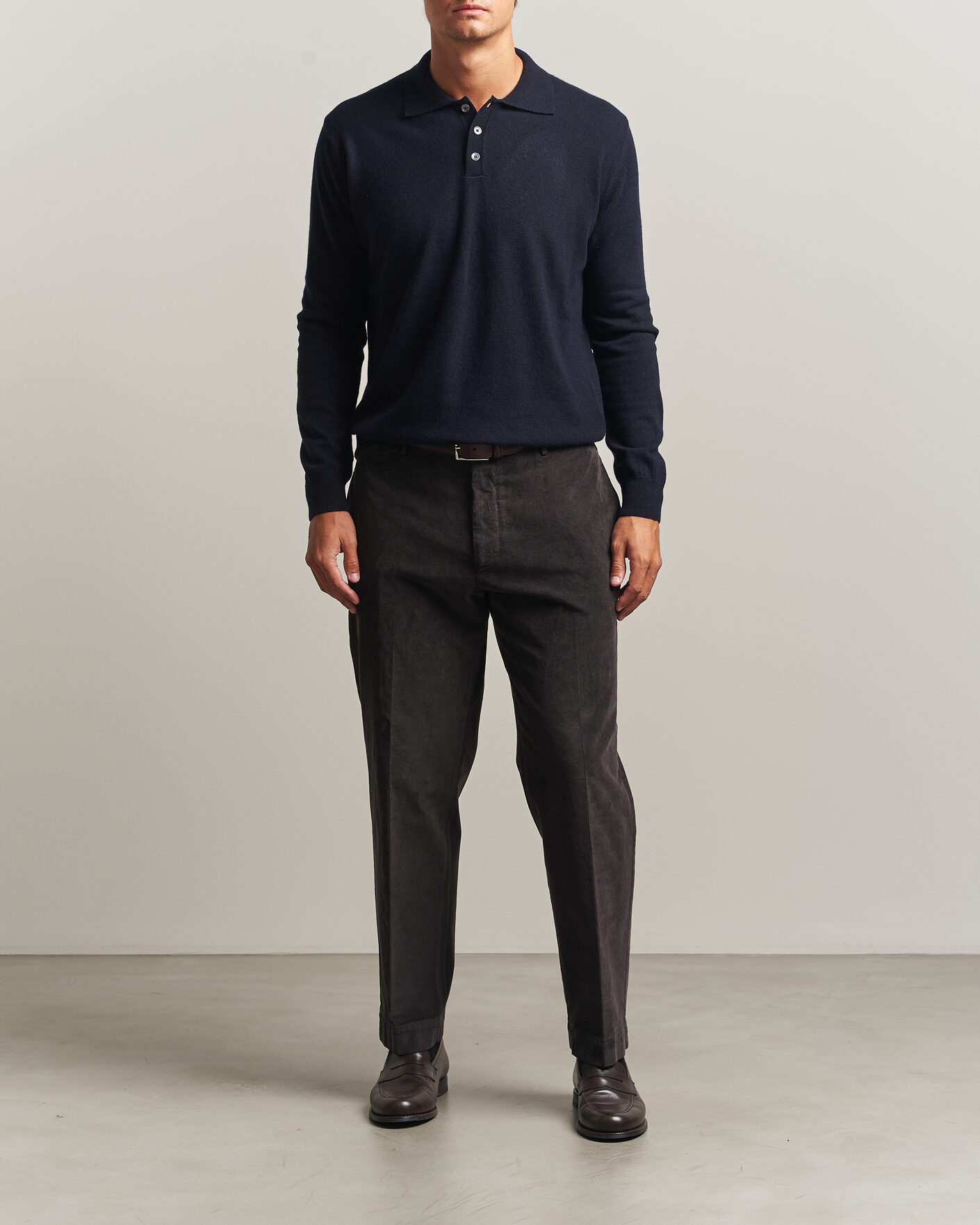 Herr | Tröjor | Oscar Jacobson | Pepe Wool/Cashmere Polo Navy