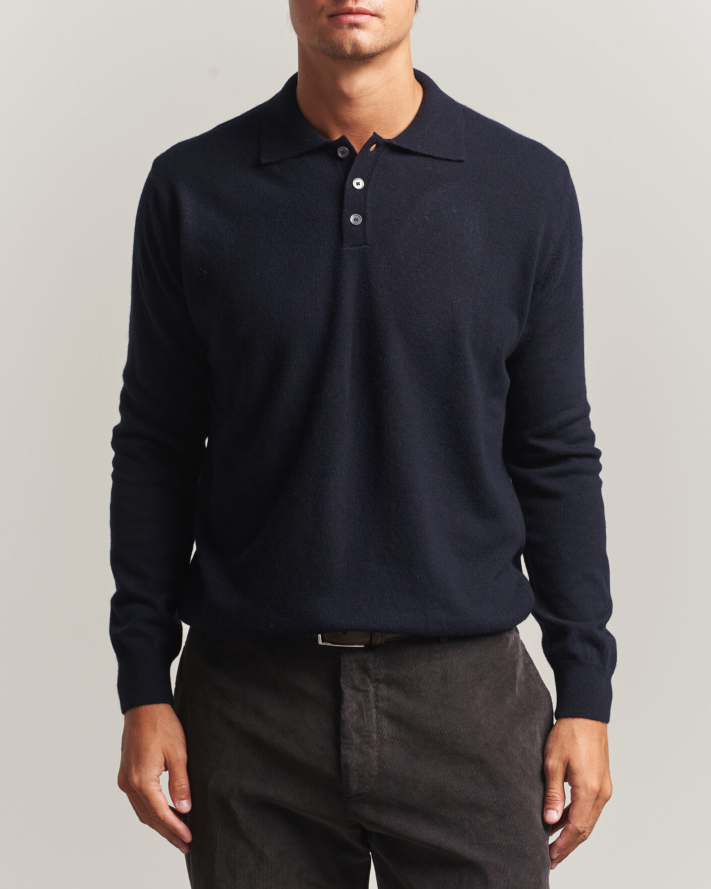 Herr | Tröjor | Oscar Jacobson | Pepe Wool/Cashmere Polo Navy