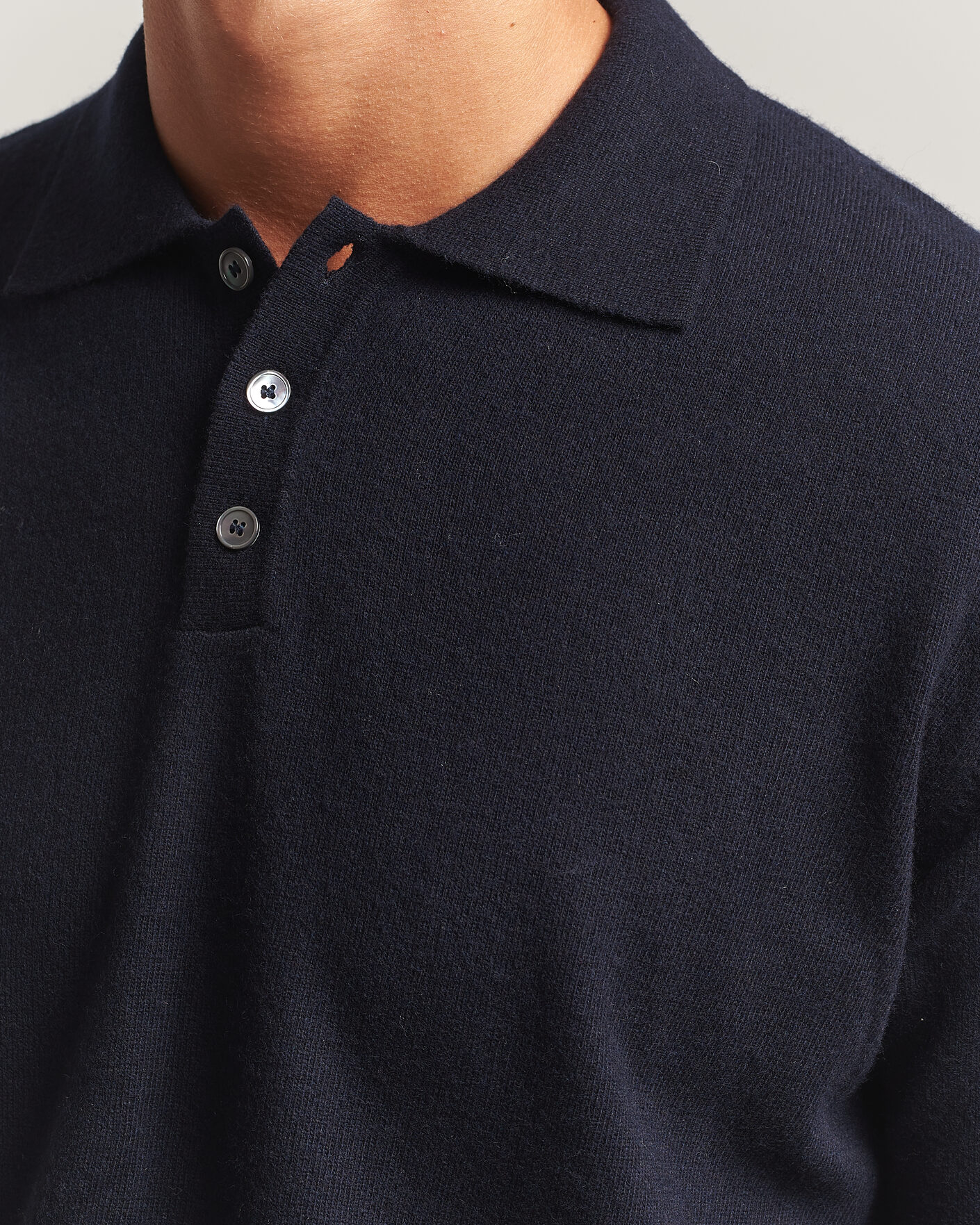 Herr | Tröjor | Oscar Jacobson | Pepe Wool/Cashmere Polo Navy