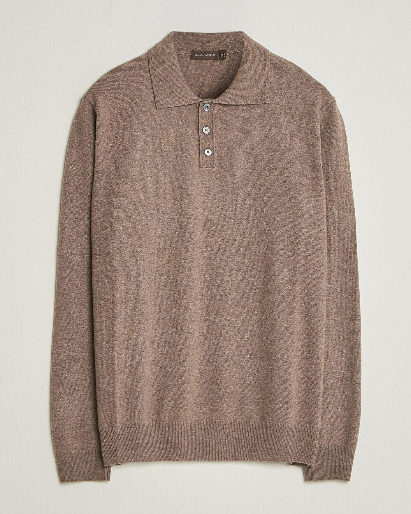 Herr | Tröjor | Oscar Jacobson | Pepe Wool/Cashmere Polo Light Brown
