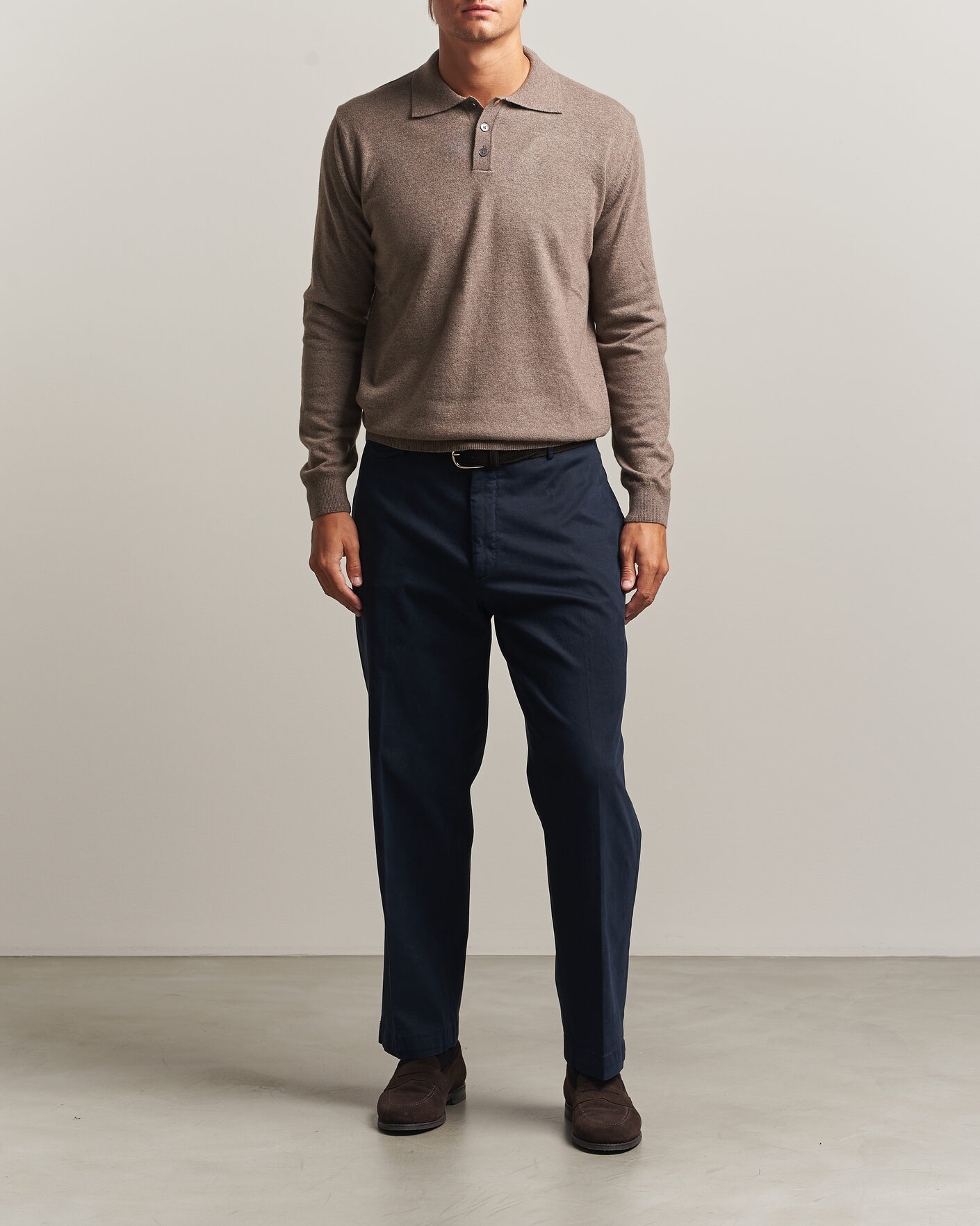 Herr | Tröjor | Oscar Jacobson | Pepe Wool/Cashmere Polo Light Brown