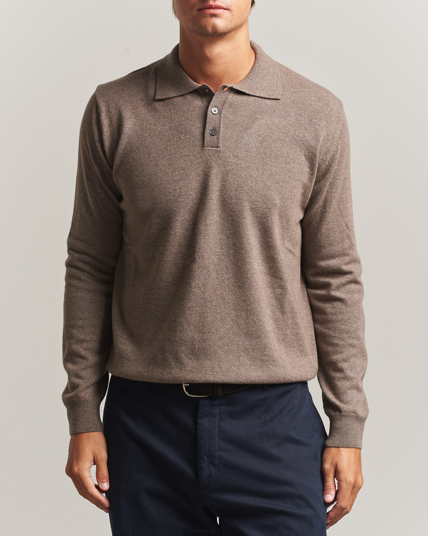 Herr | Tröjor | Oscar Jacobson | Pepe Wool/Cashmere Polo Light Brown