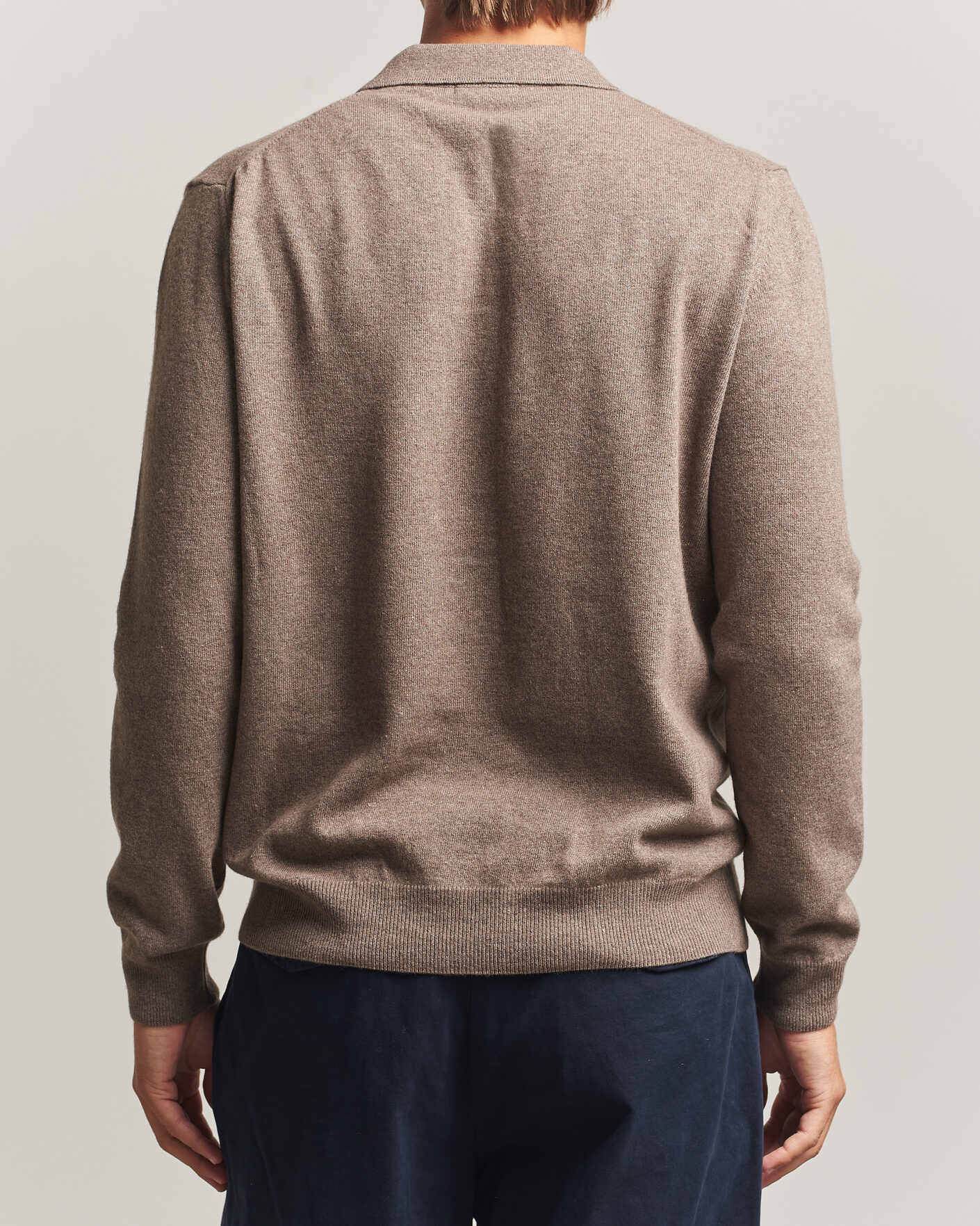 Herr | Tröjor | Oscar Jacobson | Pepe Wool/Cashmere Polo Light Brown