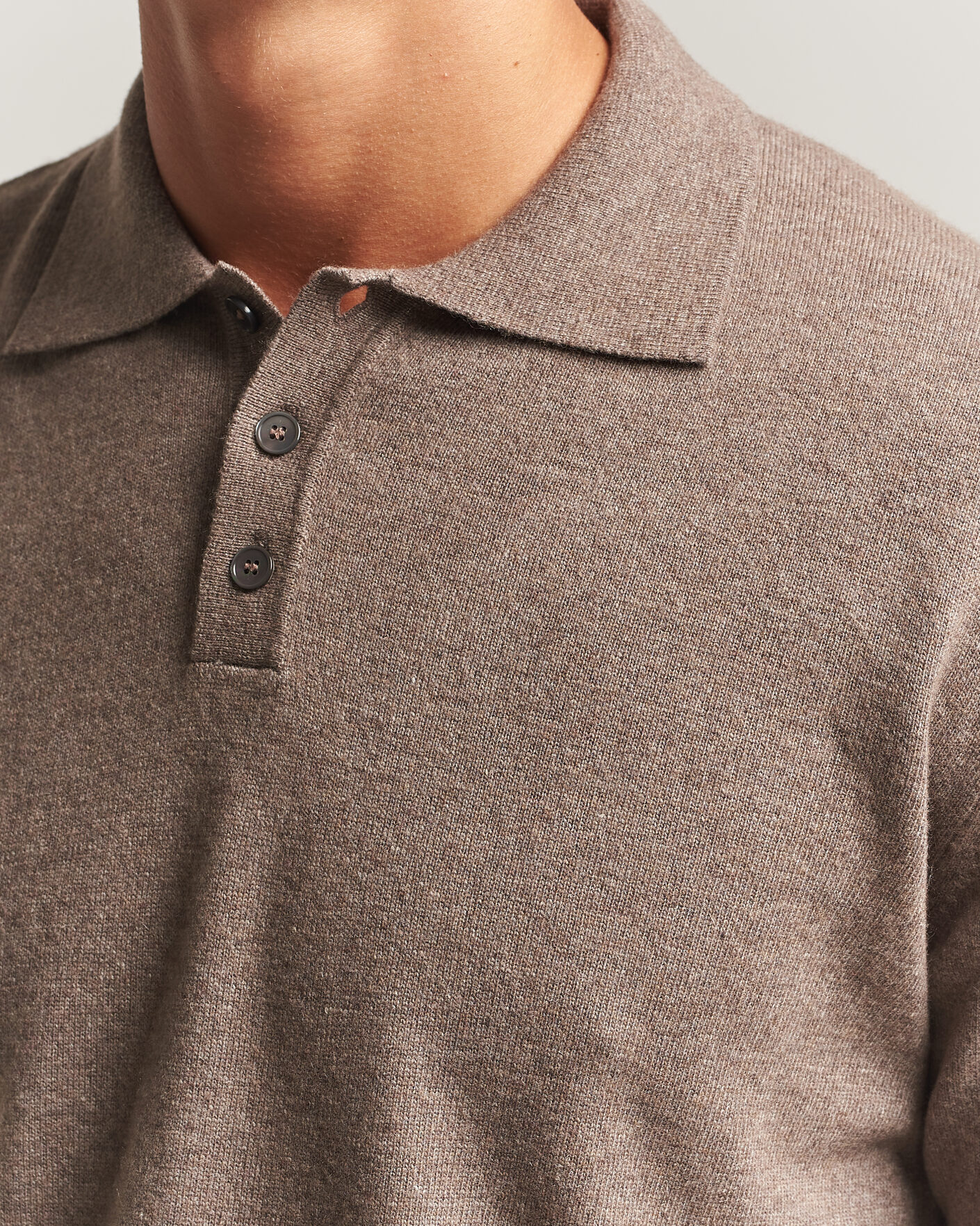 Herr | Tröjor | Oscar Jacobson | Pepe Wool/Cashmere Polo Light Brown