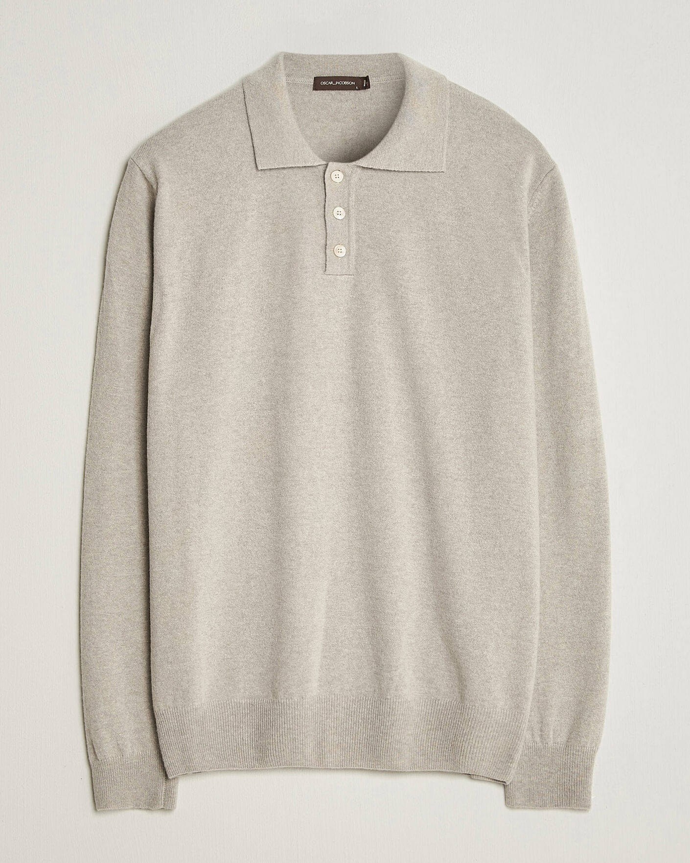 Herr | Tröjor | Oscar Jacobson | Pepe Wool/Cashmere Polo Light Beige
