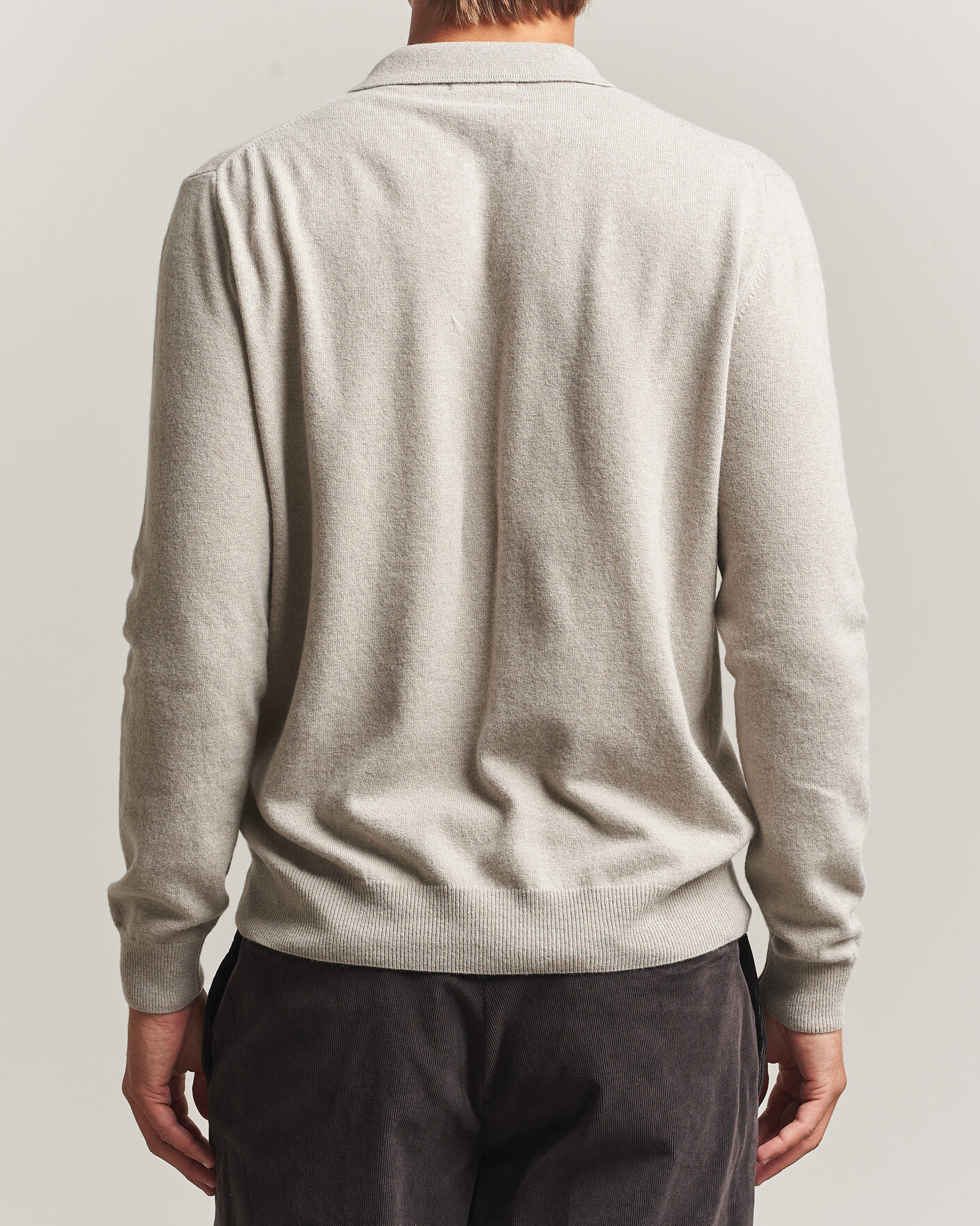 Herr | Tröjor | Oscar Jacobson | Pepe Wool/Cashmere Polo Light Beige