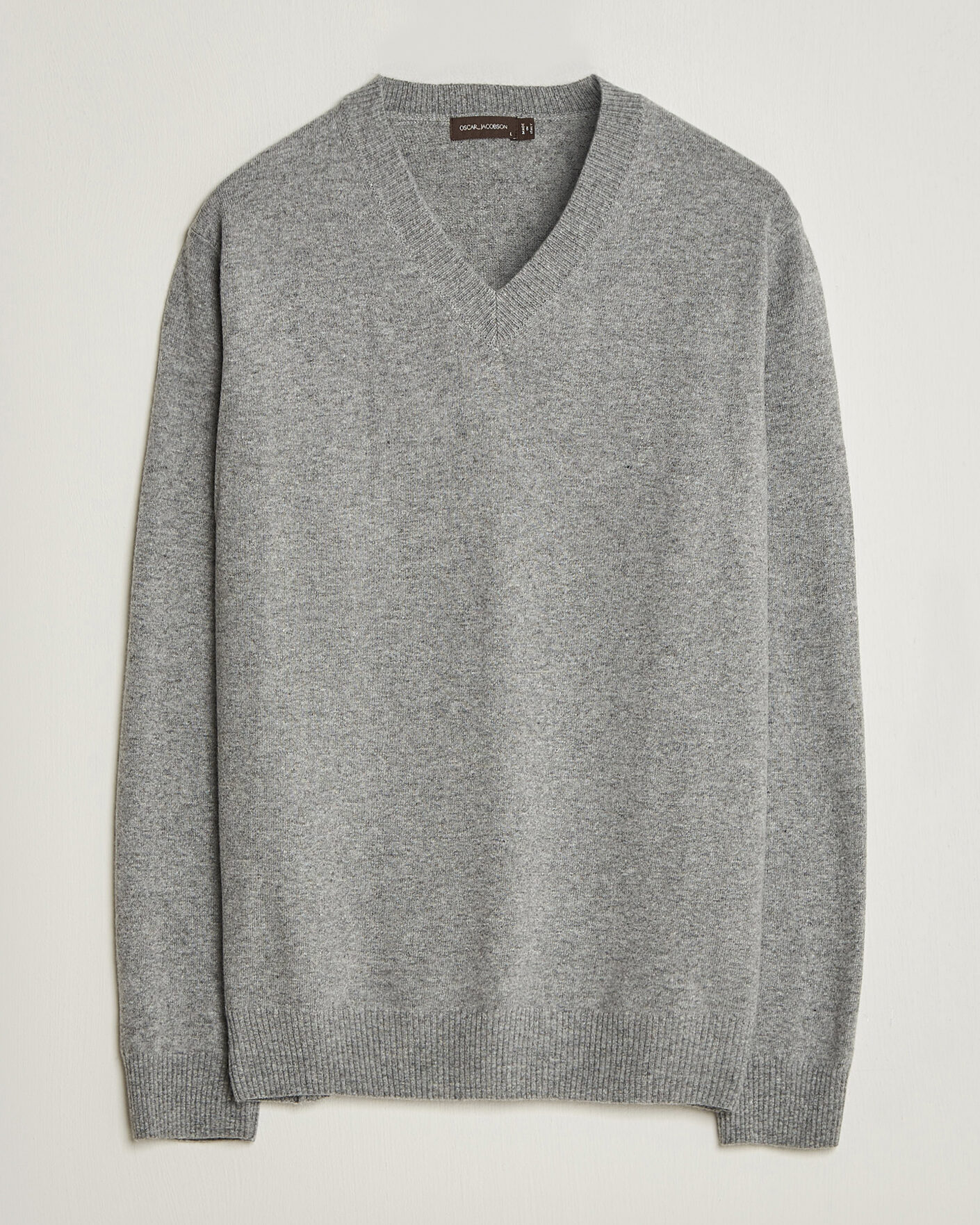 Herr | Tröjor | Oscar Jacobson | Gregor Wool/Cashmere V-Neck Grey Melange