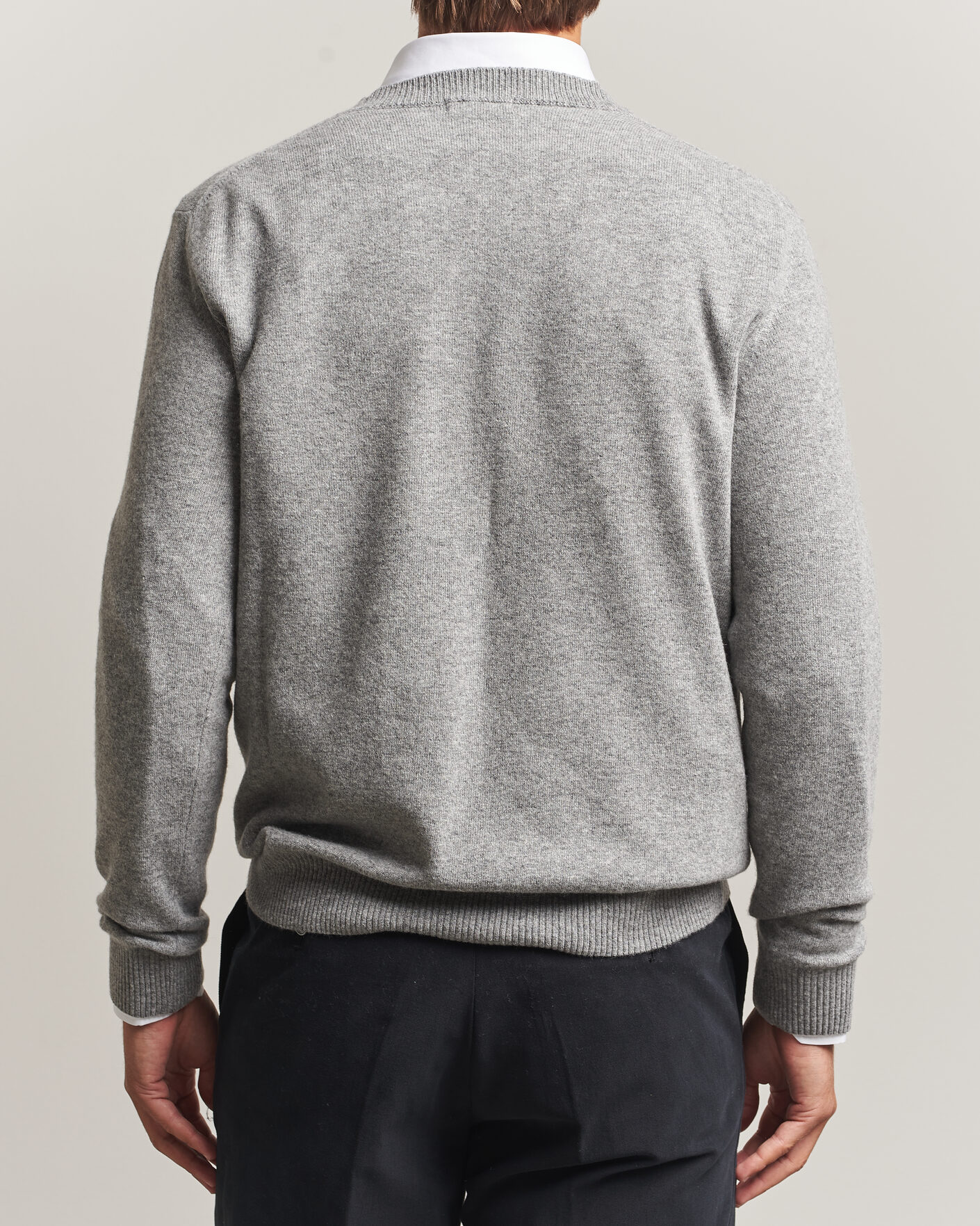 Herr | Tröjor | Oscar Jacobson | Gregor Wool/Cashmere V-Neck Grey Melange