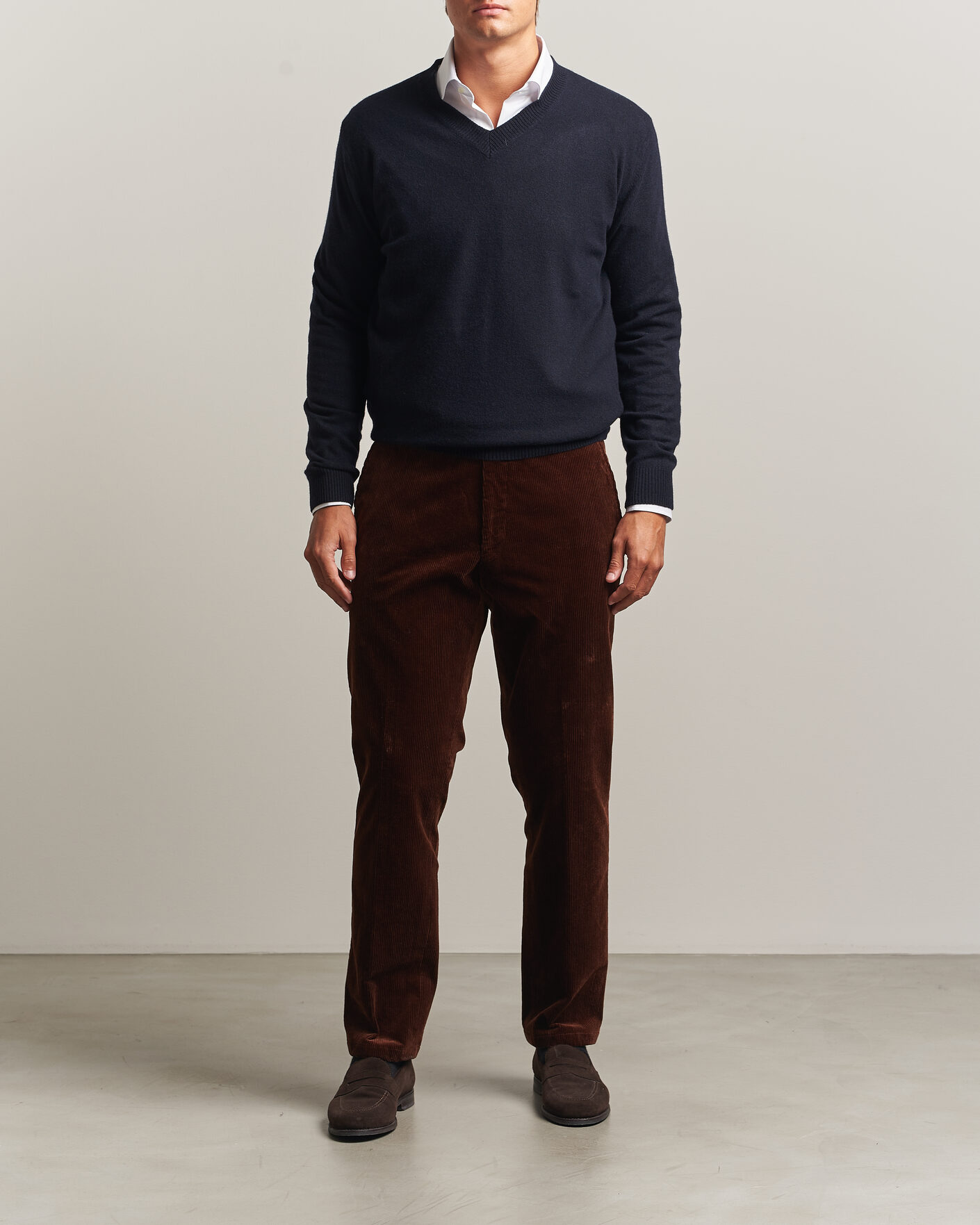 Herr | Tröjor | Oscar Jacobson | Gregor Wool/Cashmere V-Neck Navy