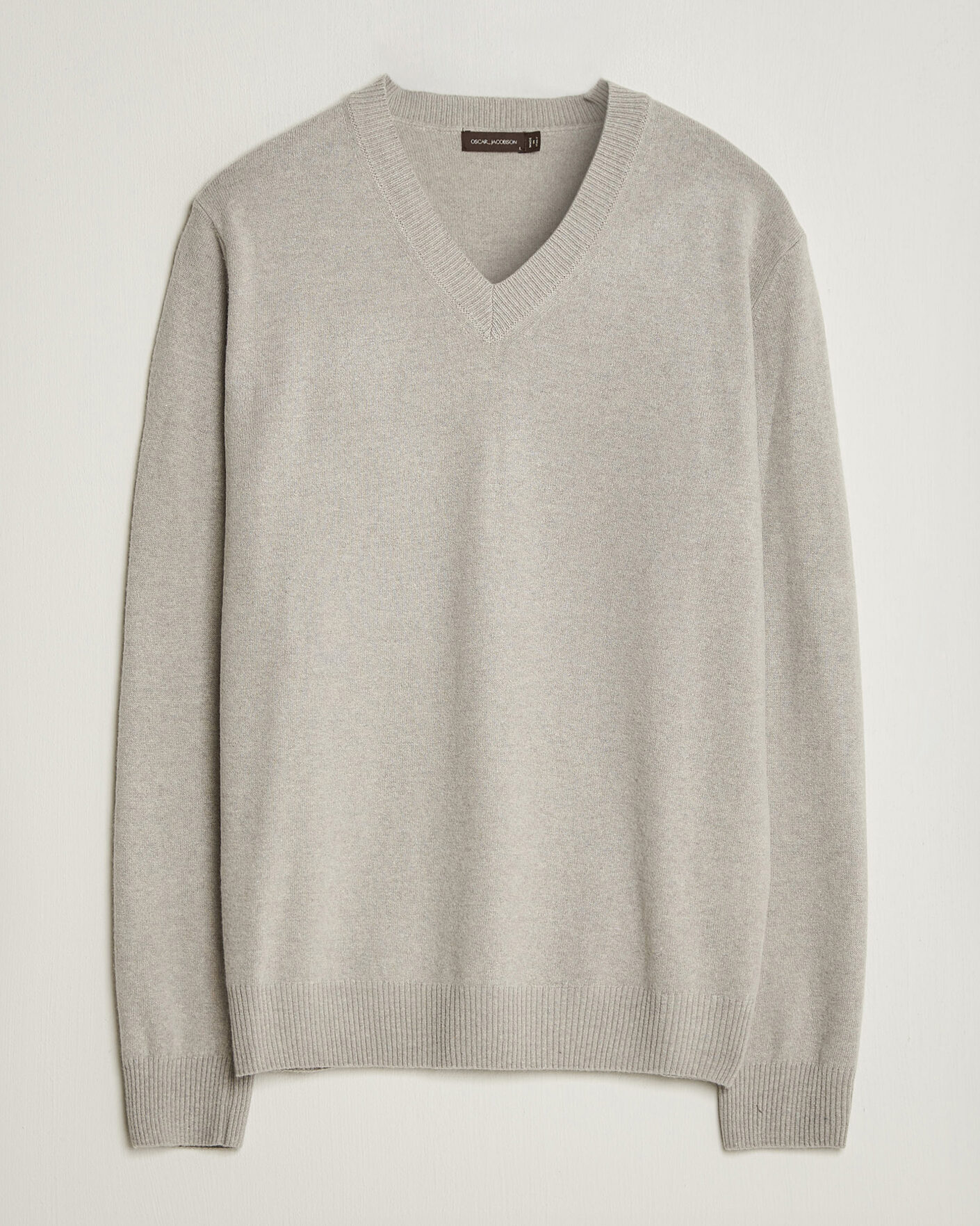 Herr | Tröjor | Oscar Jacobson | Gregor Wool/Cashmere V-Neck Light Beige