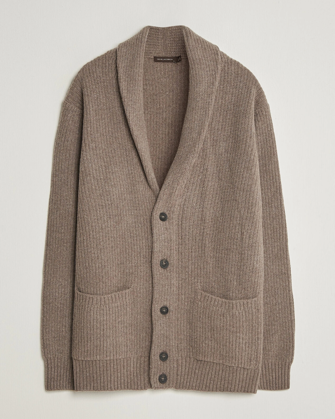 Herr | Tröjor | Oscar Jacobson | Roland Wool Cardigan Beige
