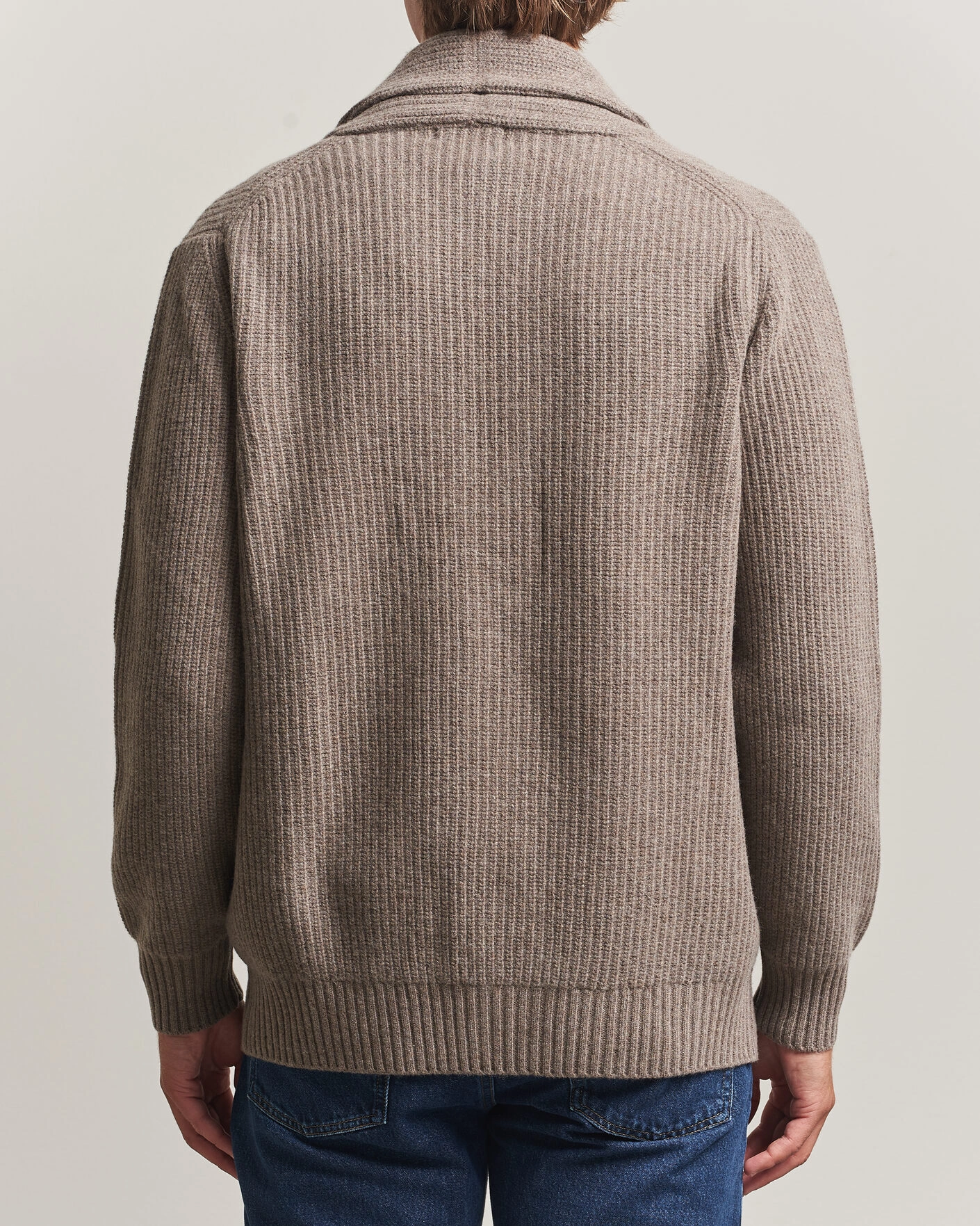 Herr | Tröjor | Oscar Jacobson | Roland Wool Cardigan Beige