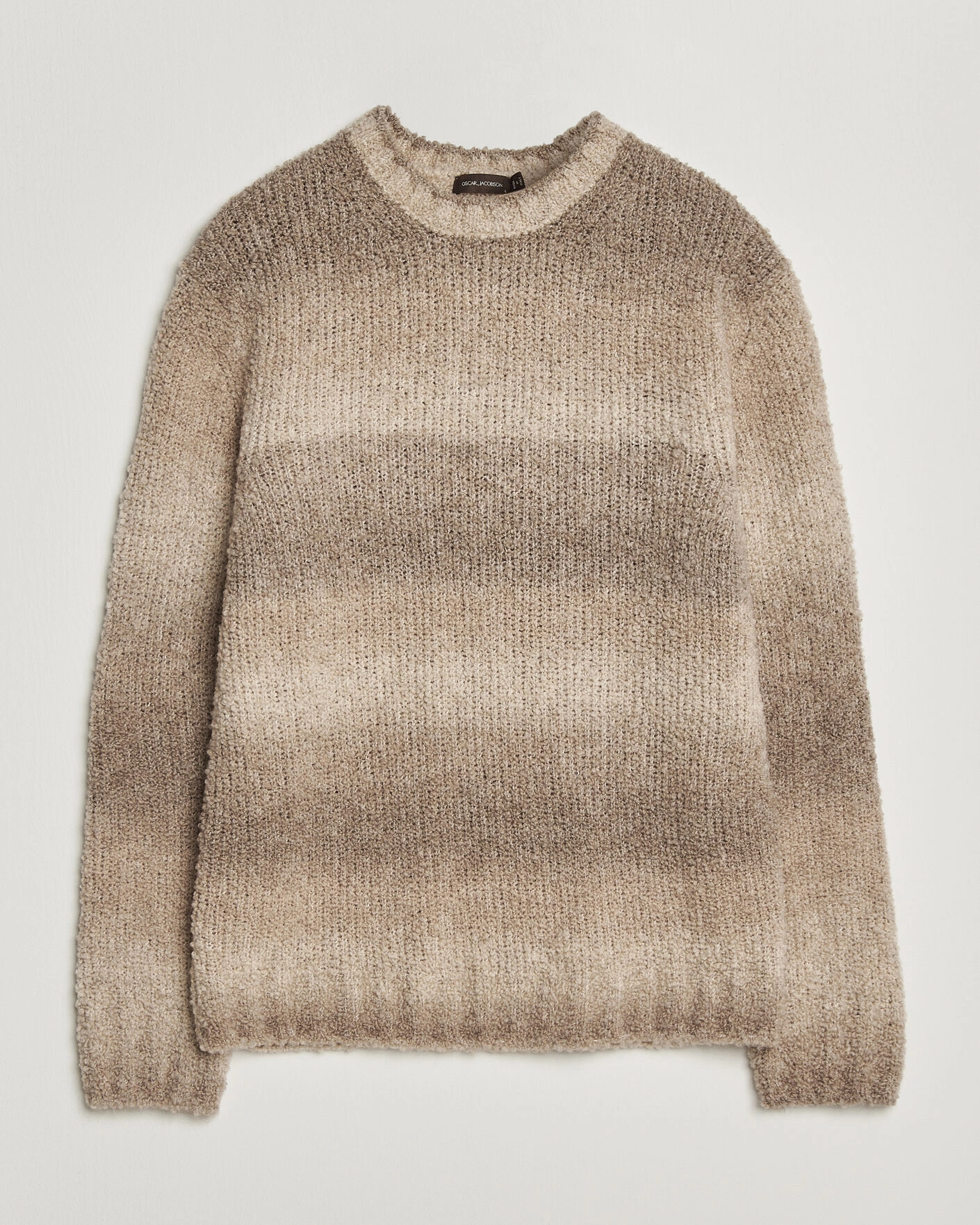 Herr | Tröjor | Oscar Jacobson | Ronnie Heavy Knitted Wool Crewneck Beige