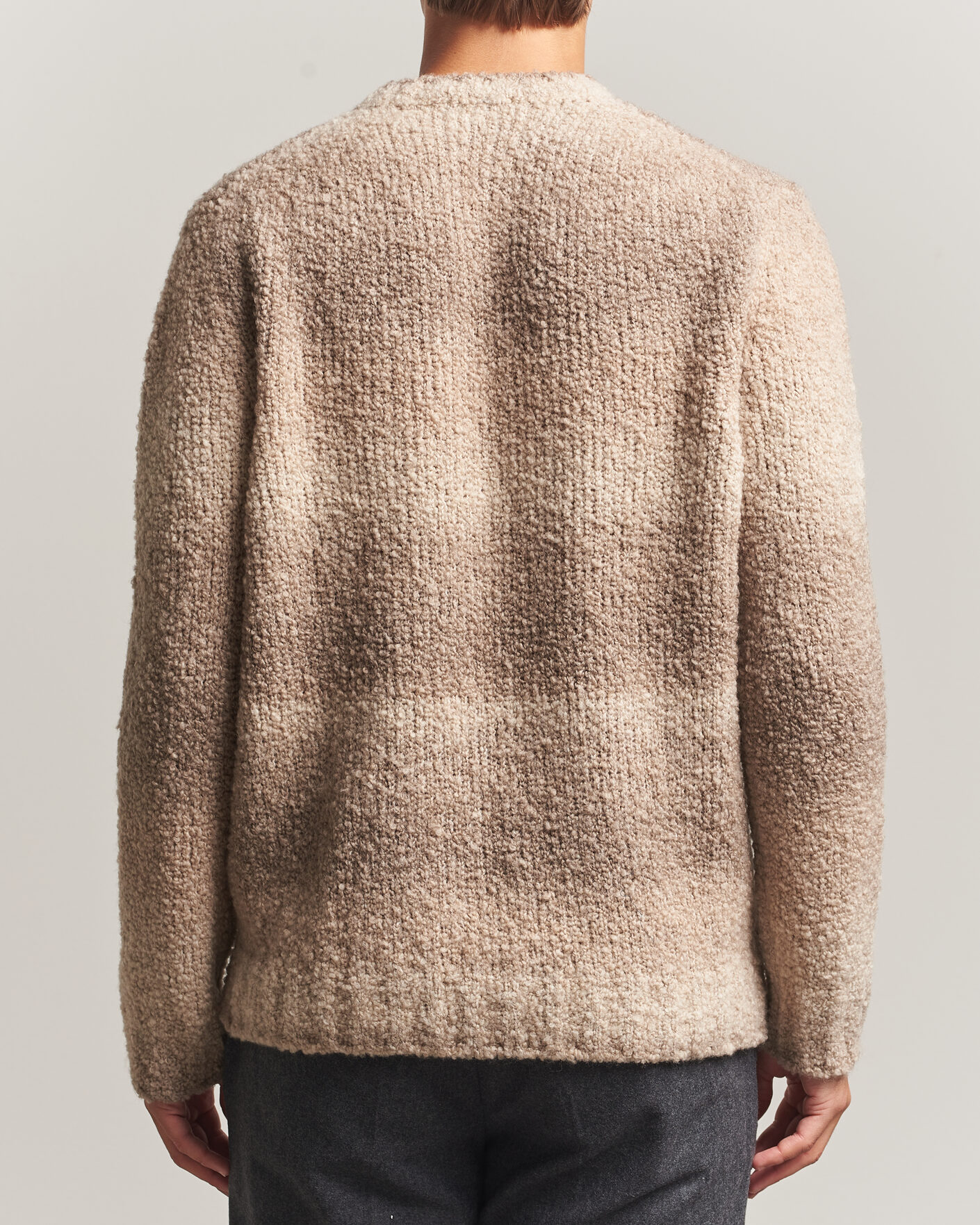 Herr | Tröjor | Oscar Jacobson | Ronnie Heavy Knitted Wool Crewneck Beige