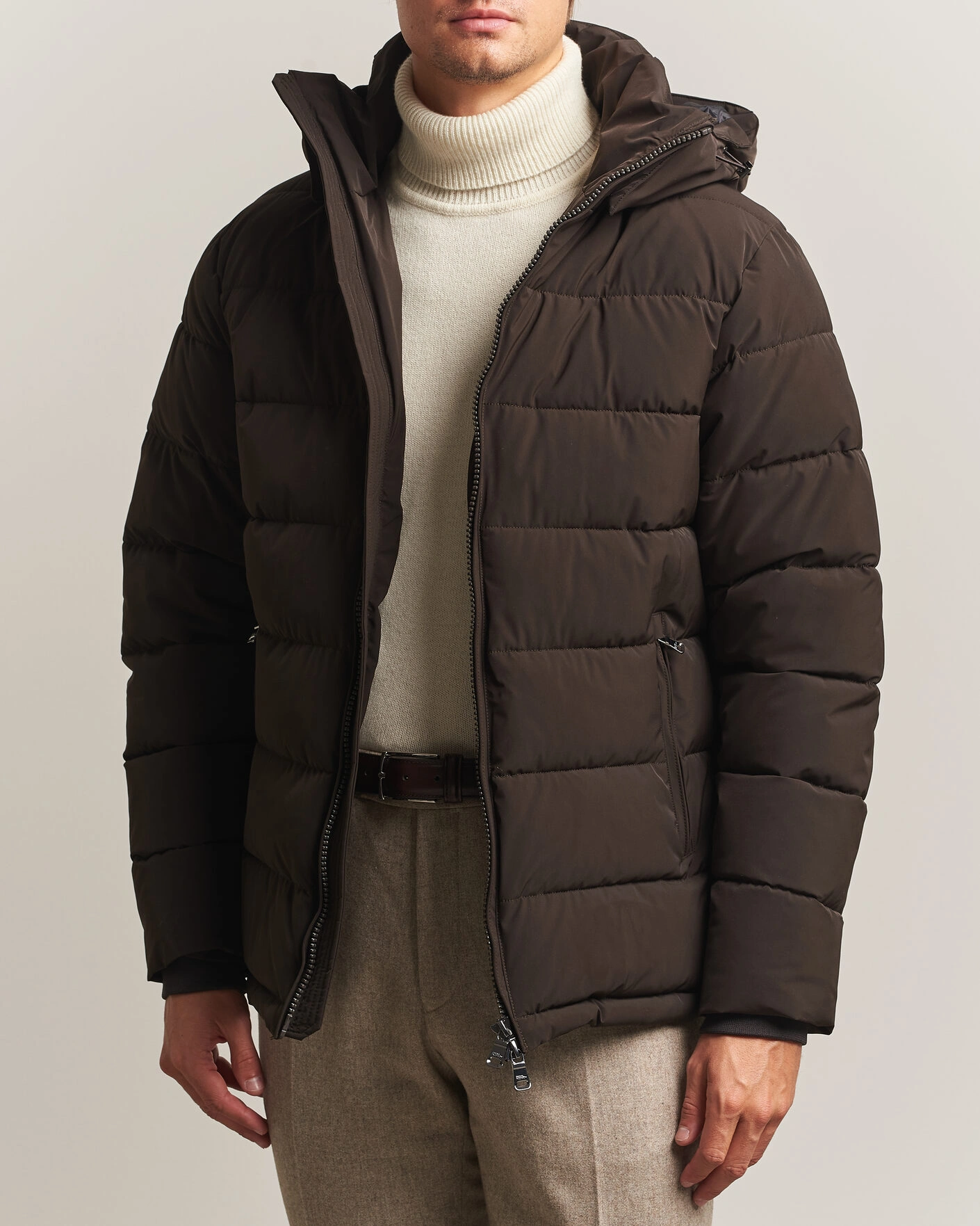 Herr | Jackor | Oscar Jacobson | Hooded Puffer Jacket Brown