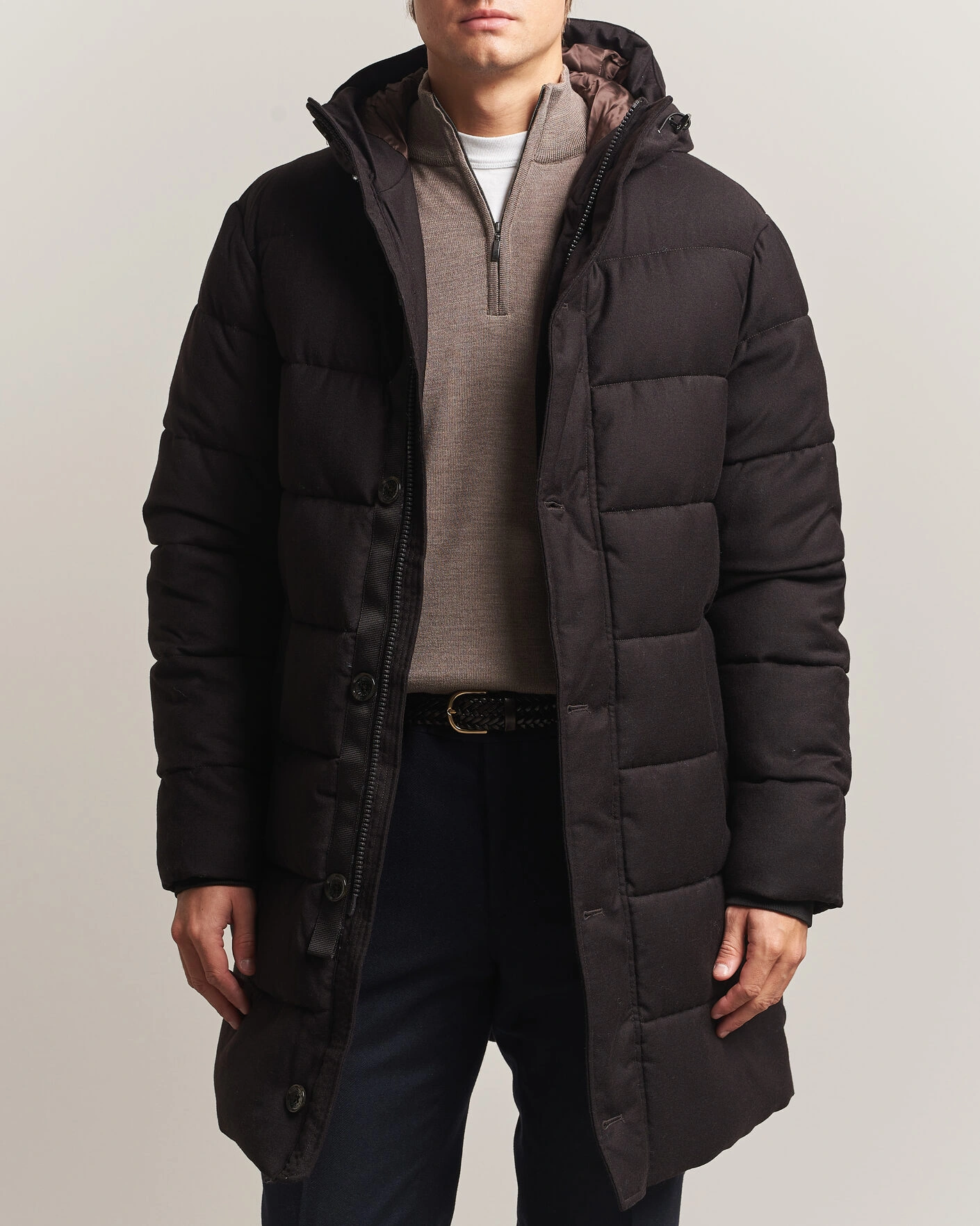 Herr | Jackor | Oscar Jacobson | Padded Flannel Parka Brown