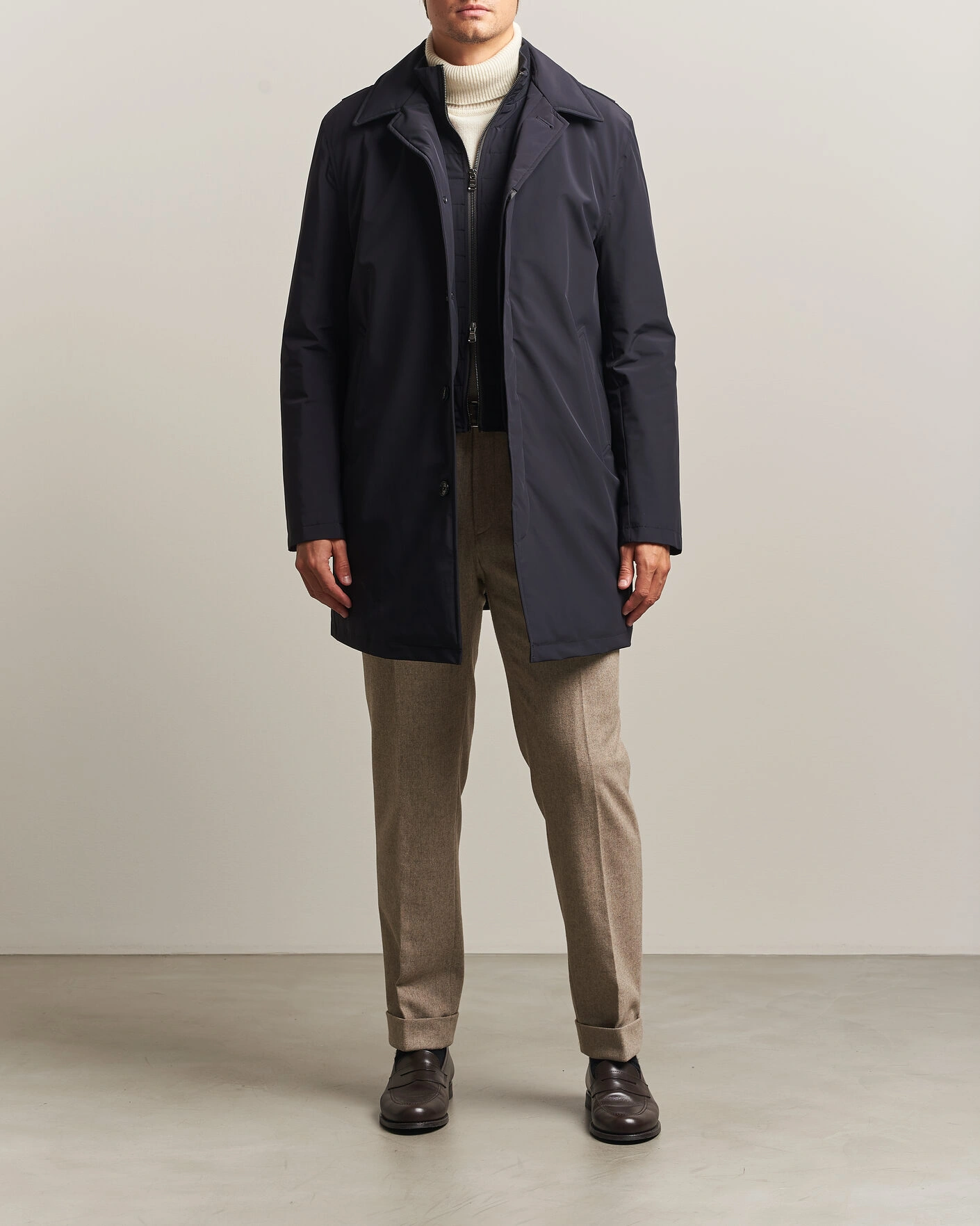 Herr | Jackor | Oscar Jacobson | Zipped Padded Car Coat Navy
