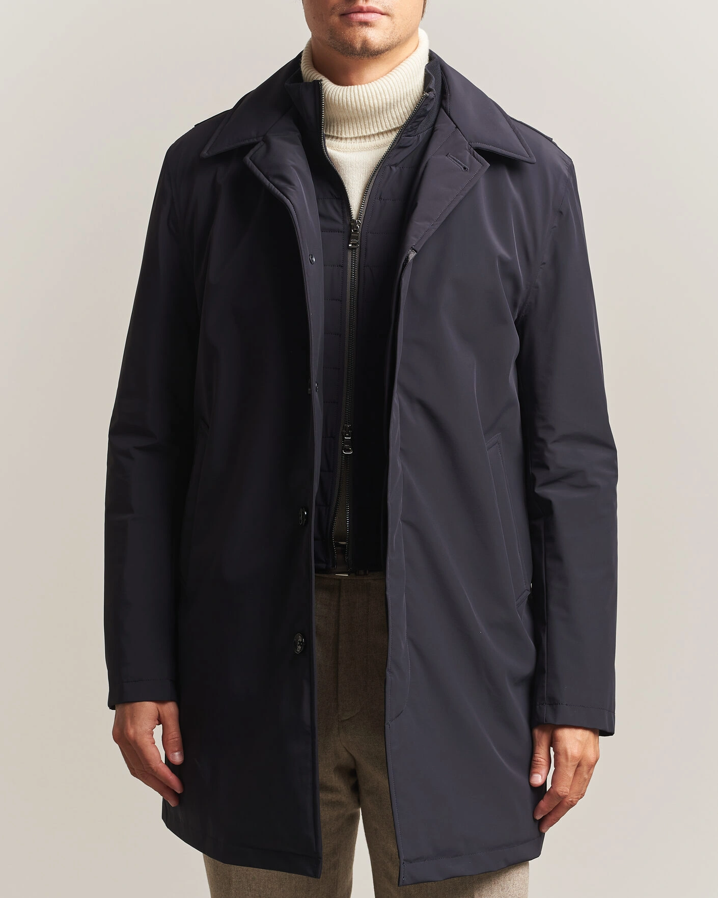 Herr | Jackor | Oscar Jacobson | Zipped Padded Car Coat Navy