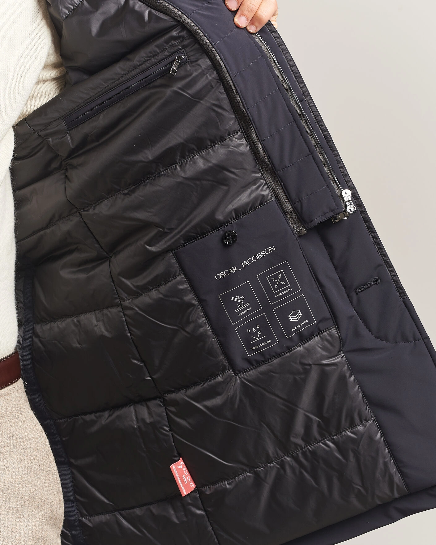 Herr | Jackor | Oscar Jacobson | Zipped Padded Car Coat Navy