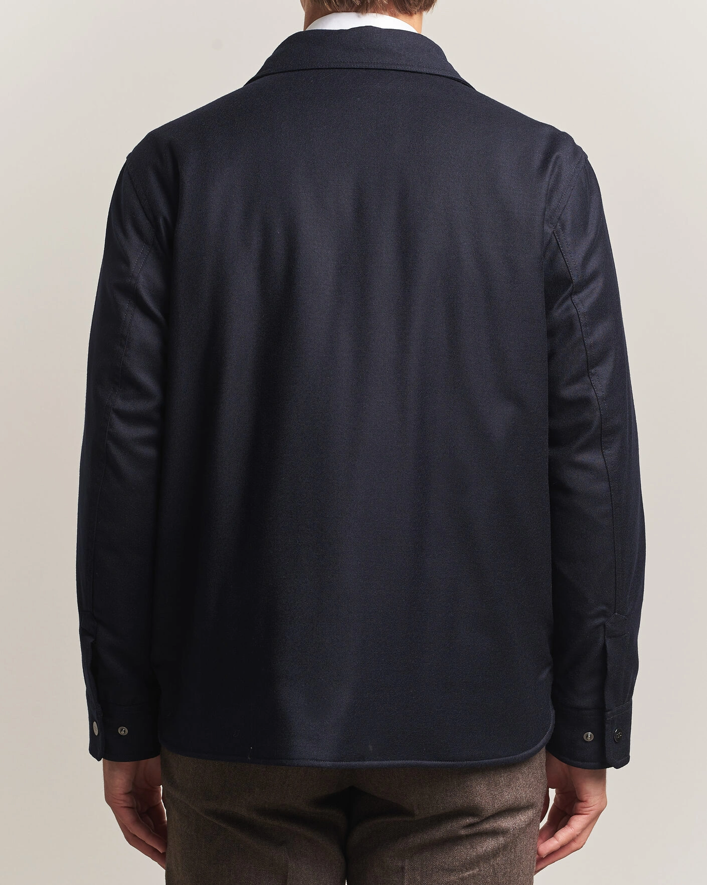 Herr | Jackor | Oscar Jacobson | Nylon/Wool Padded Shirt Jacket Navy