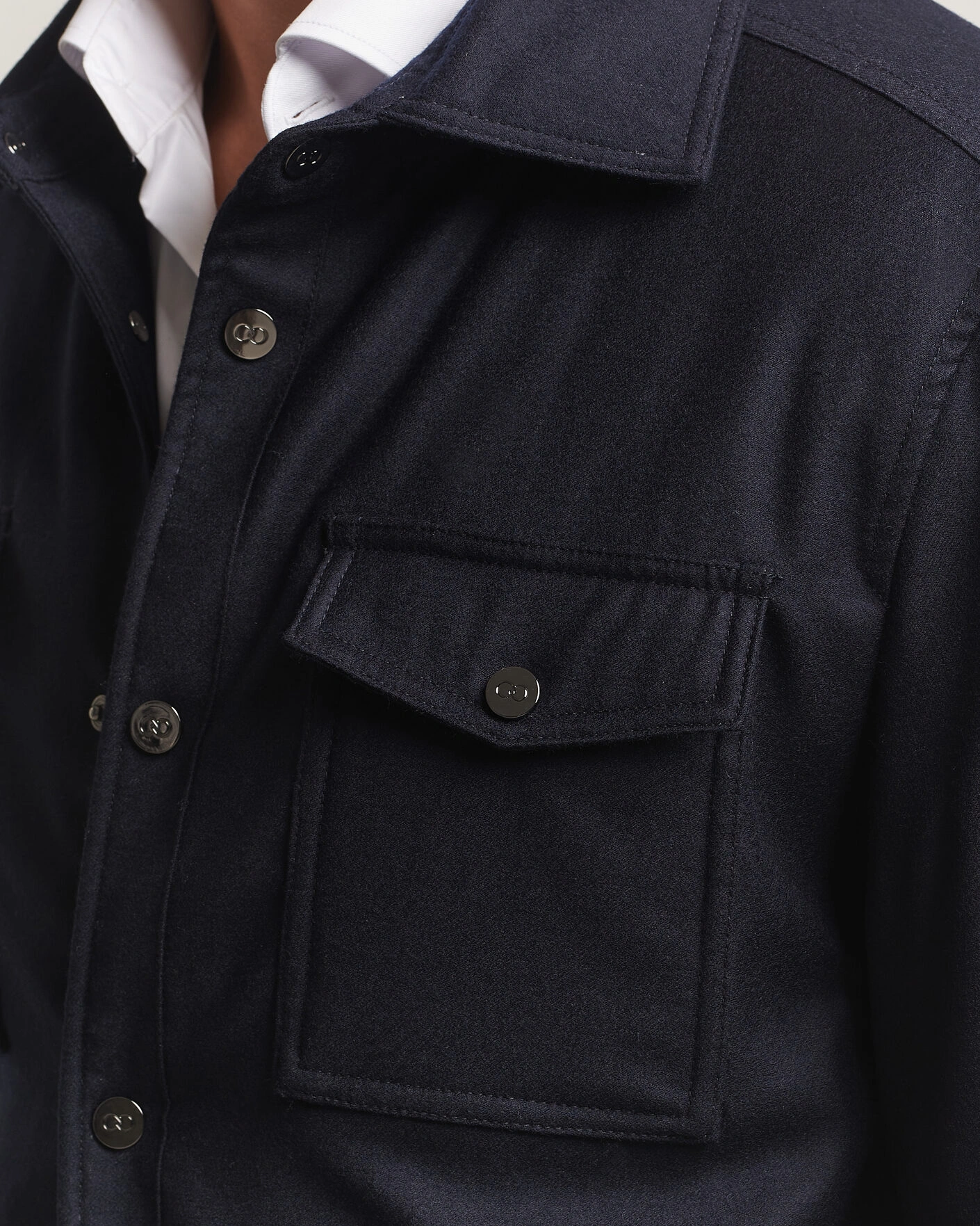 Herr | Jackor | Oscar Jacobson | Nylon/Wool Padded Shirt Jacket Navy