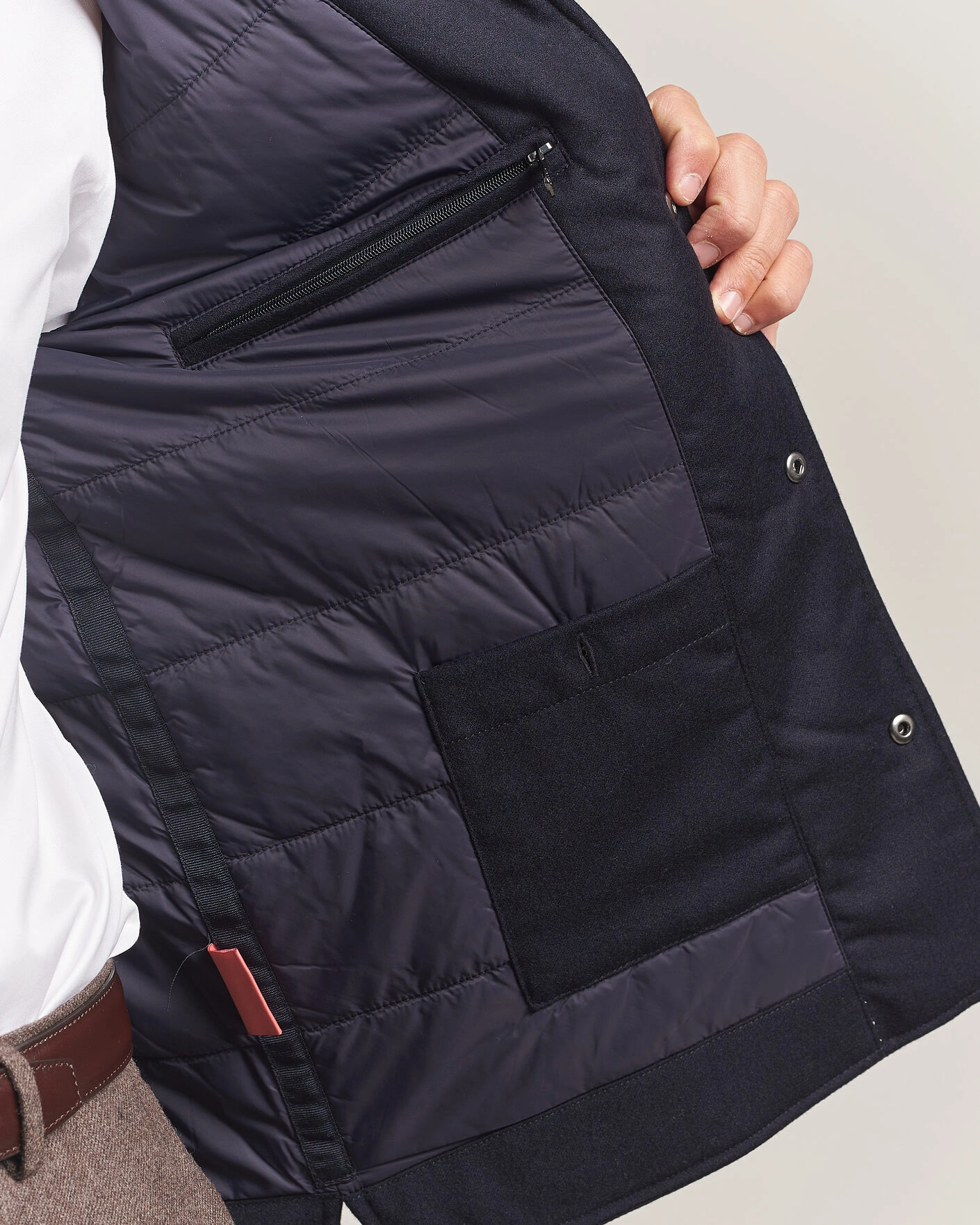 Herr | Jackor | Oscar Jacobson | Nylon/Wool Padded Shirt Jacket Navy