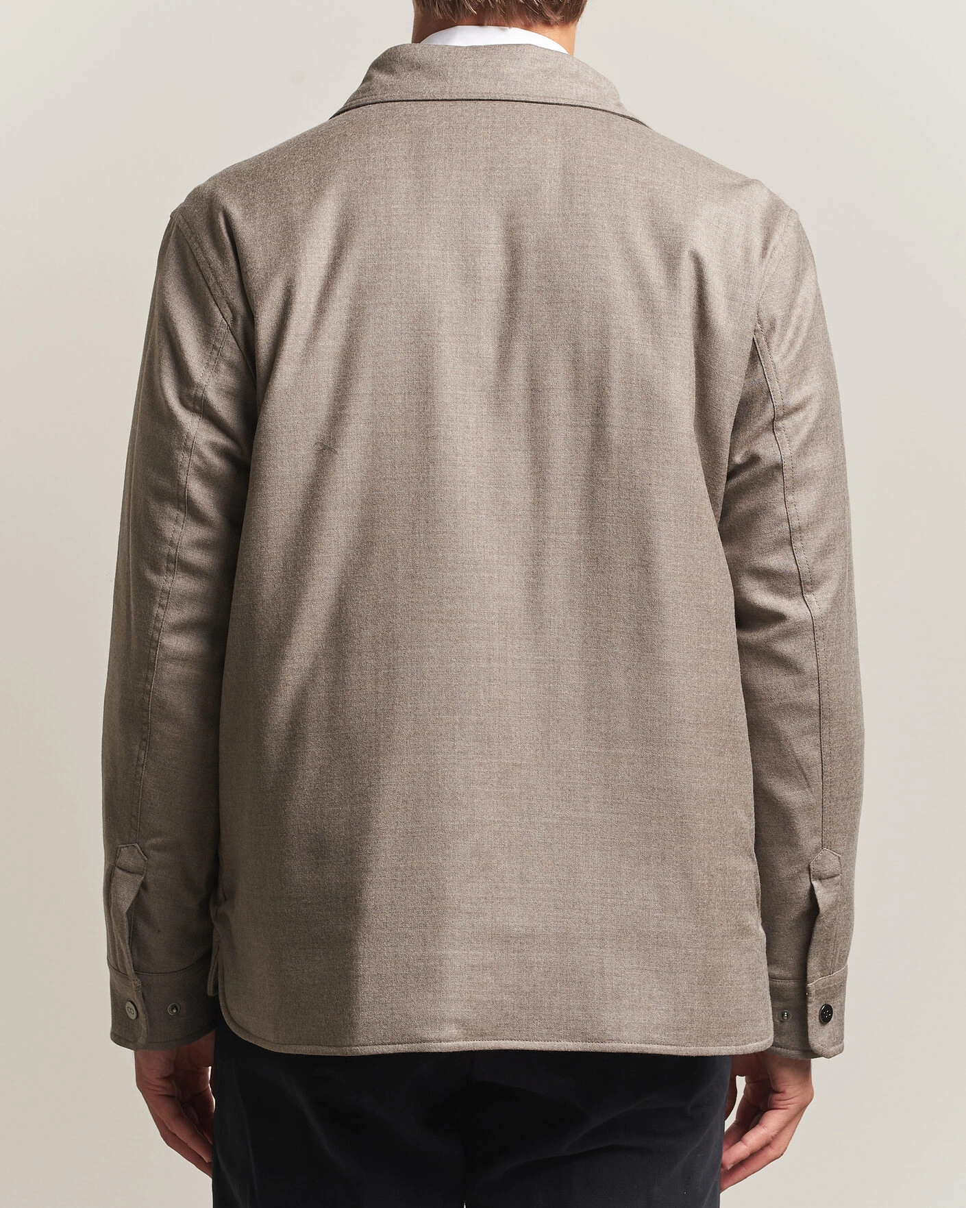 Herr | Jackor | Oscar Jacobson | Nylon/Wool Padded Shirt Jacket Taupe
