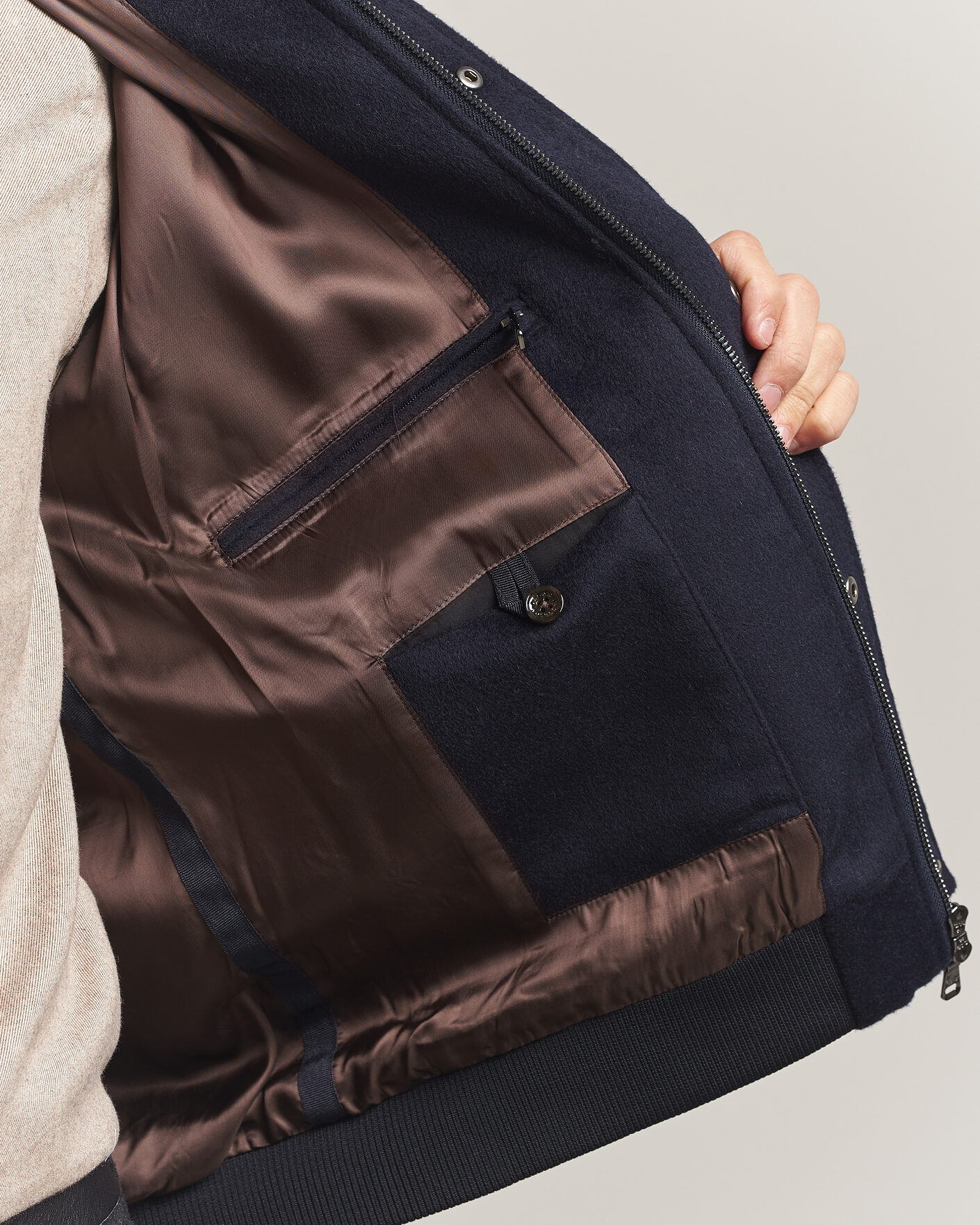 Herr | Jackor | Oscar Jacobson | Aviator Wool Jacket Navy