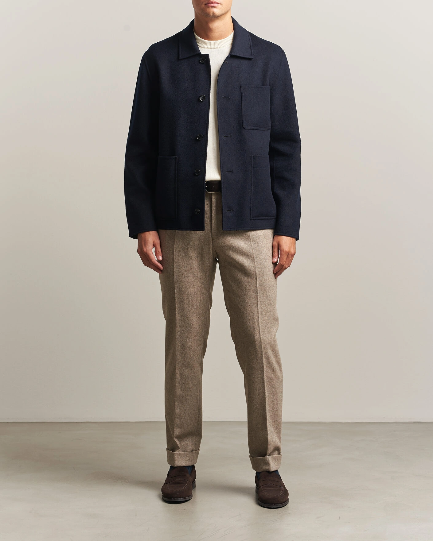 Herr | Jackor | Oscar Jacobson | Doublé Wool Shirt Jacket Navy