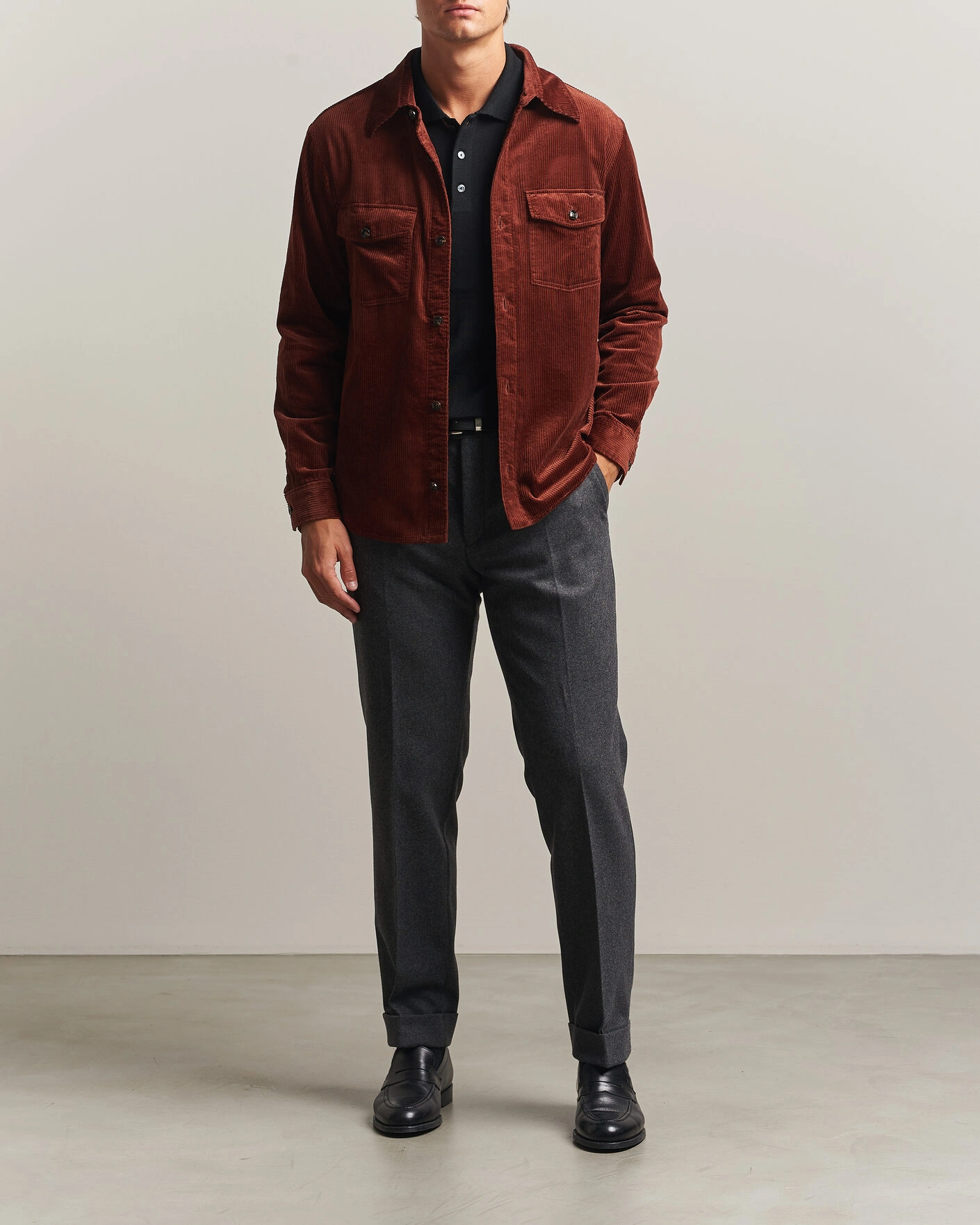 Herr | Skjortor | Oscar Jacobson | Magnus Cord Shirt Jacket Burgundy