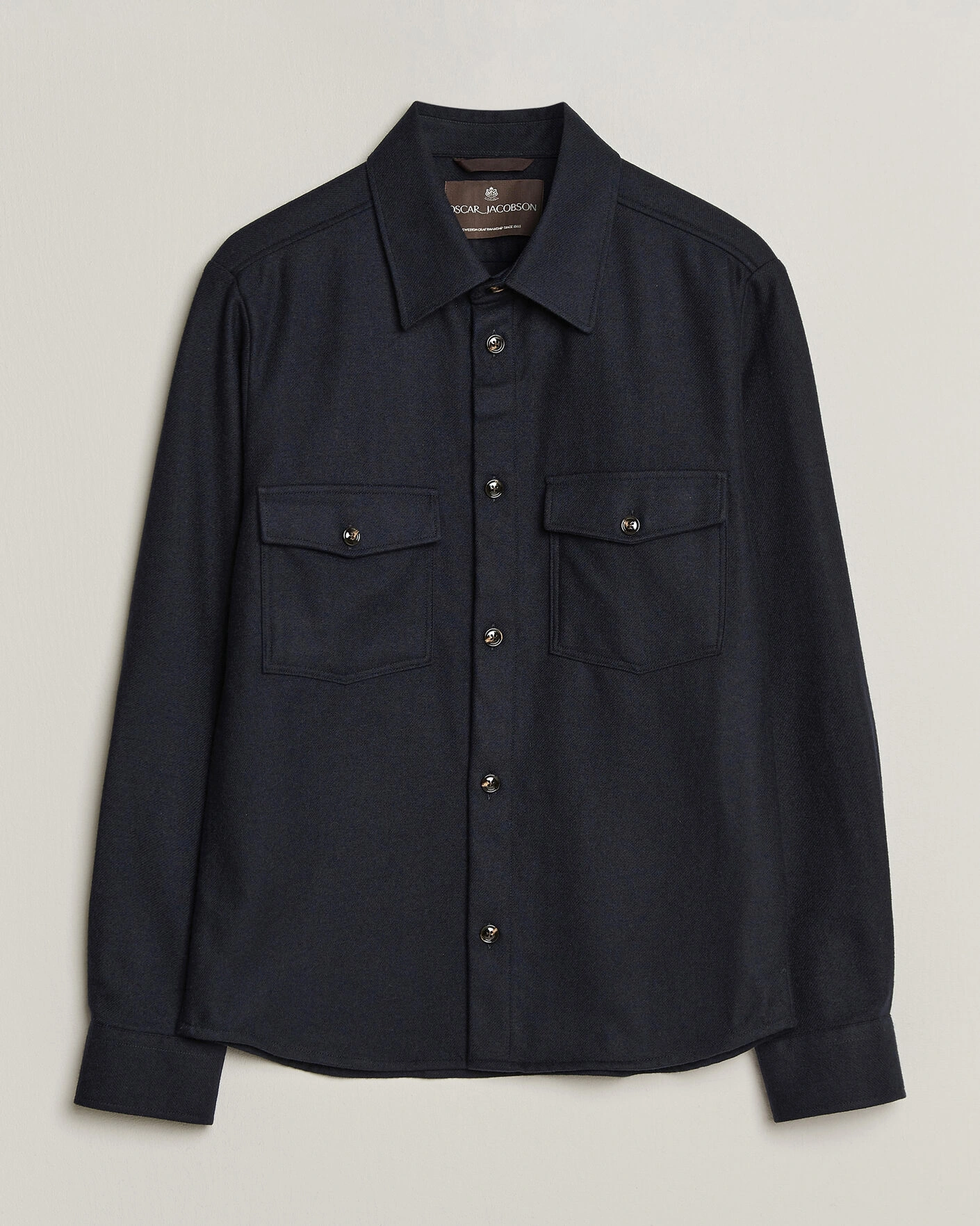 Herr | Skjortor | Oscar Jacobson | Magnus Wool Shirt Jacket Navy