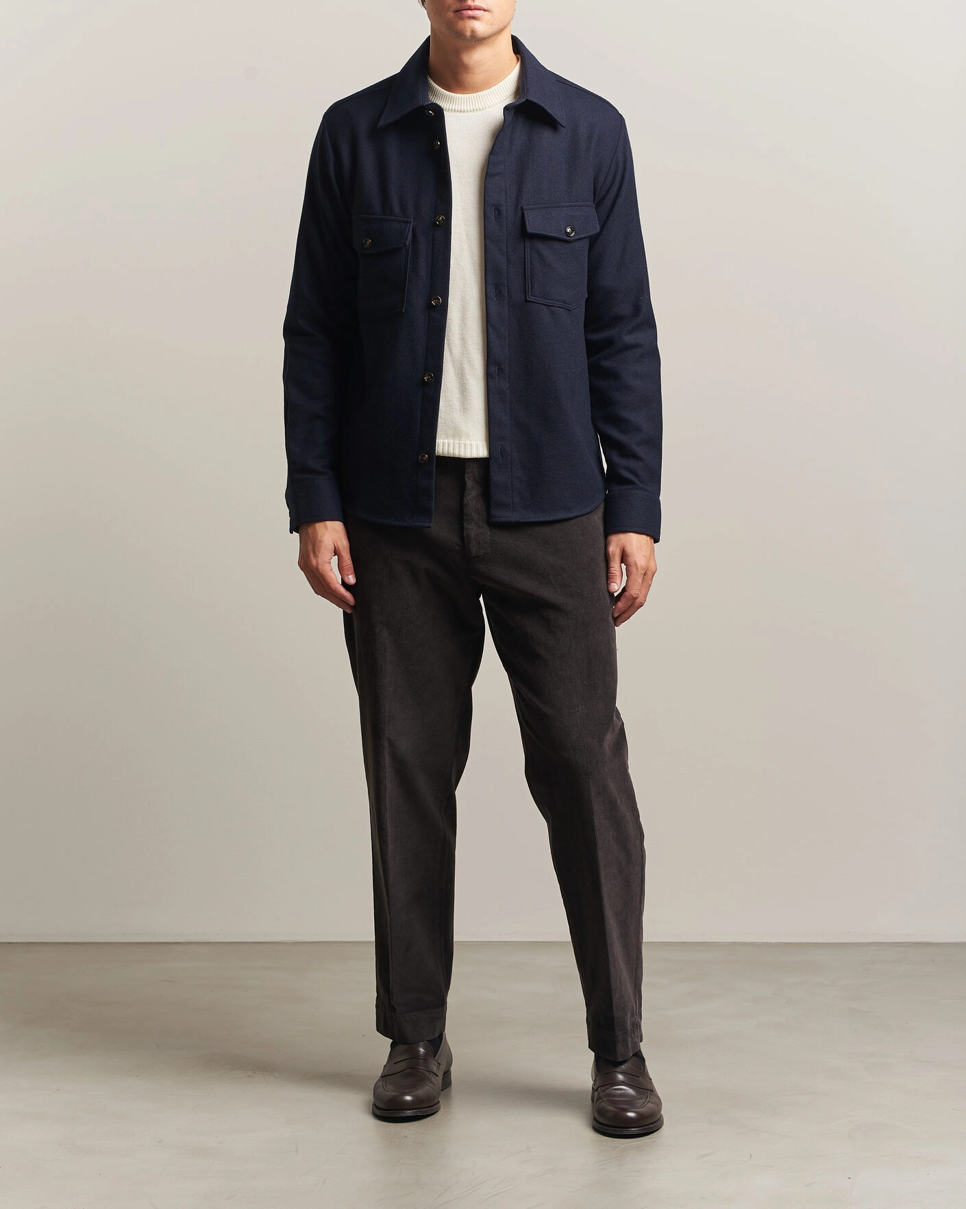 Herr | Skjortor | Oscar Jacobson | Magnus Wool Shirt Jacket Navy