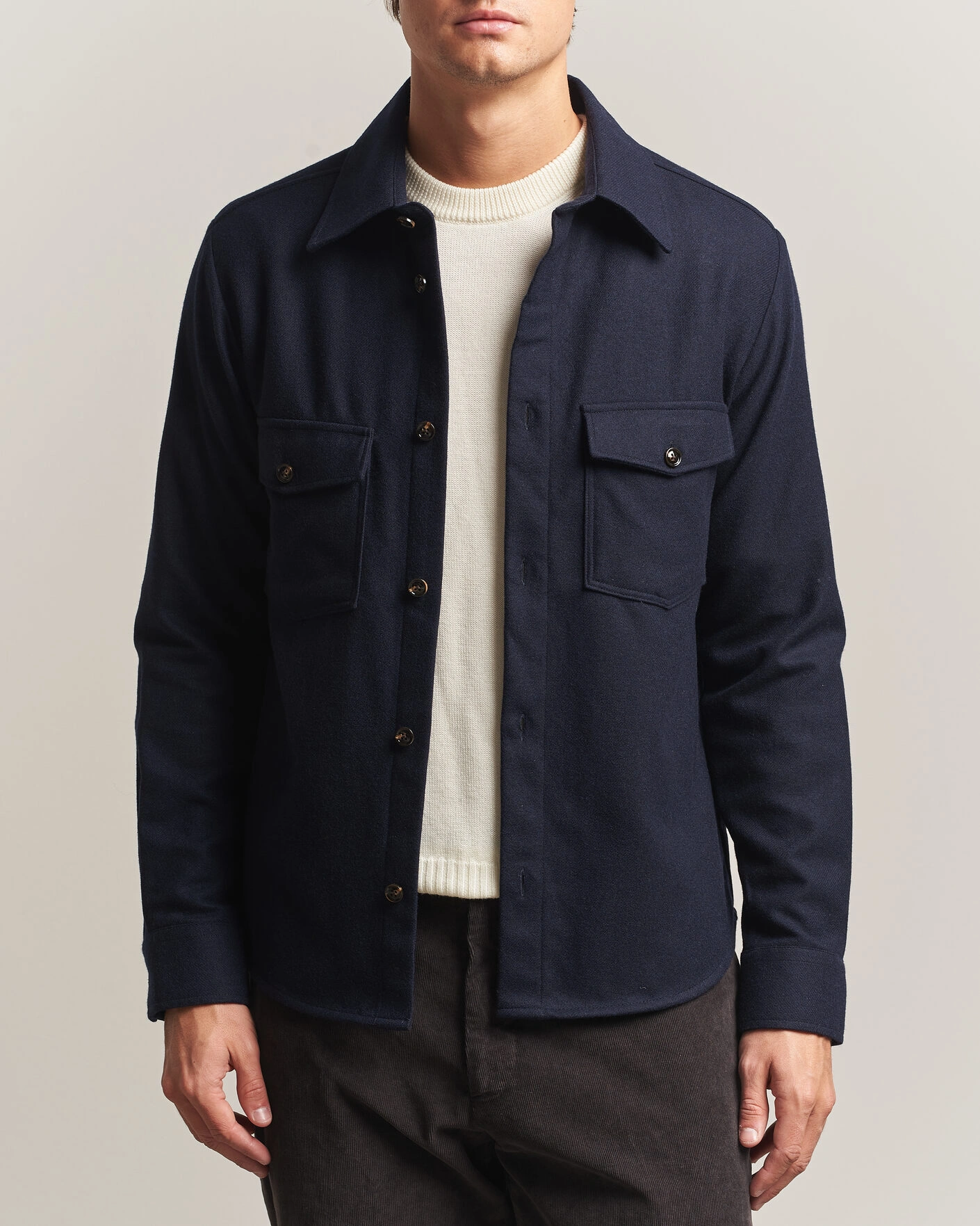Herr | Skjortor | Oscar Jacobson | Magnus Wool Shirt Jacket Navy