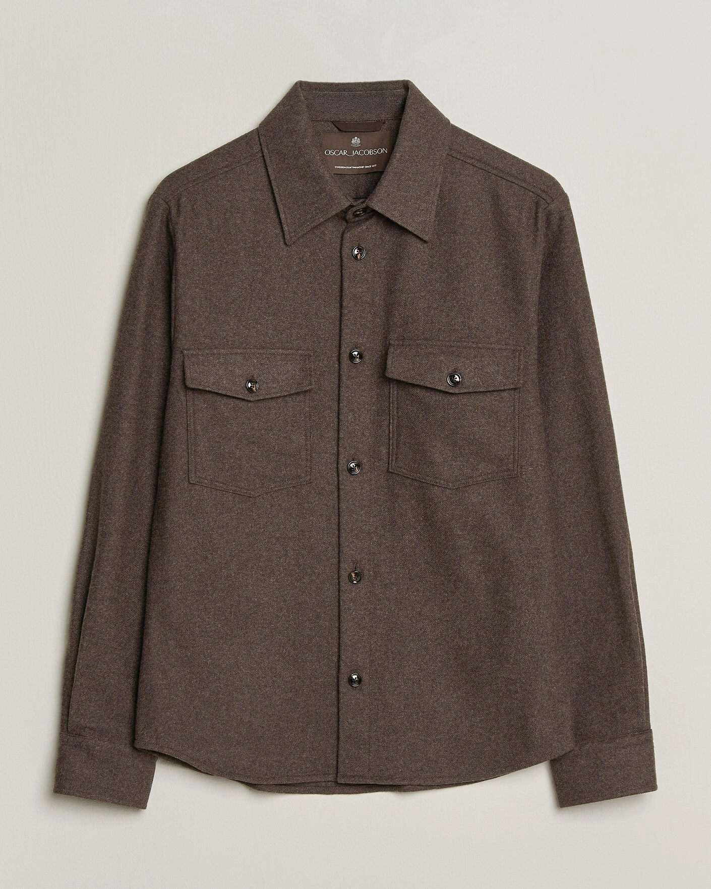 Herr | Skjortor | Oscar Jacobson | Magnus Wool Shirt Jacket Brown