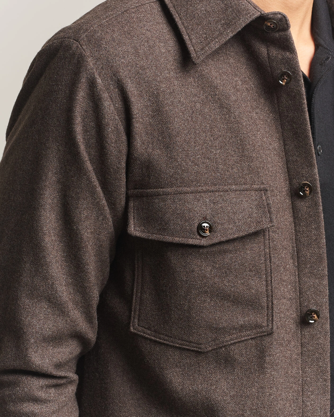 Herr | Skjortor | Oscar Jacobson | Magnus Wool Shirt Jacket Brown