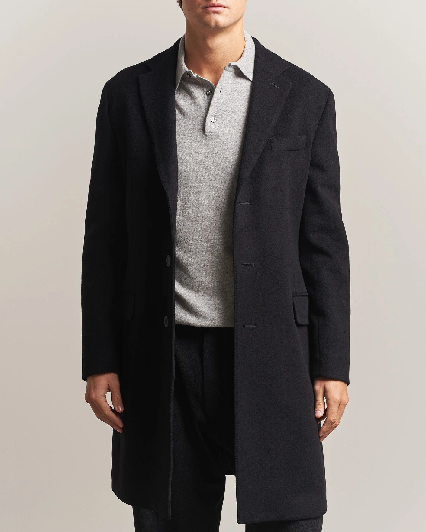 Herr | Jackor | Oscar Jacobson | Sergio Wool Coat Black