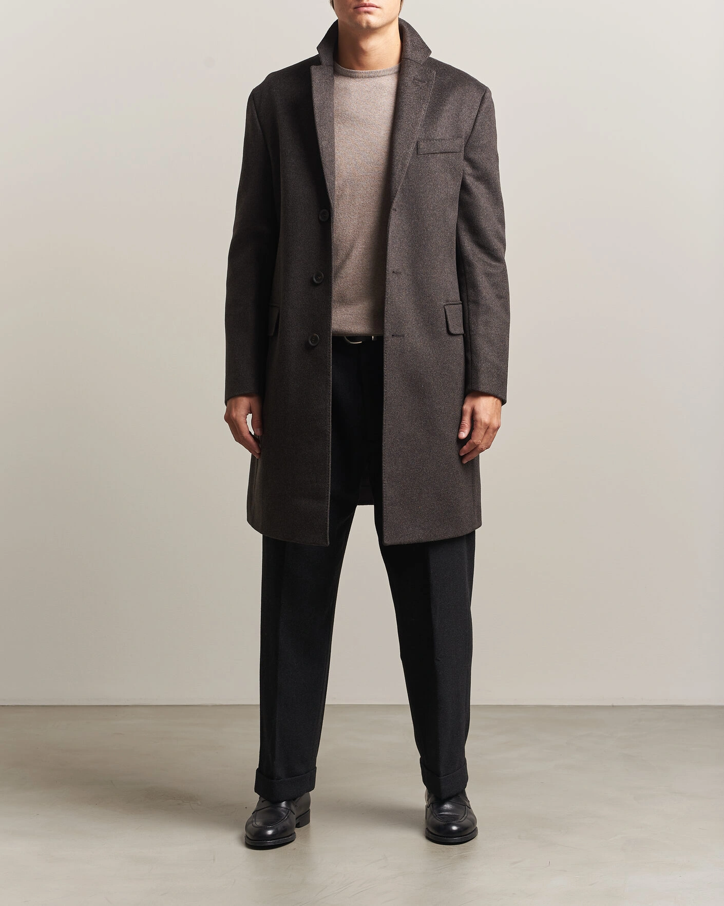 Herr | Jackor | Oscar Jacobson | Sergio Wool Coat Brown