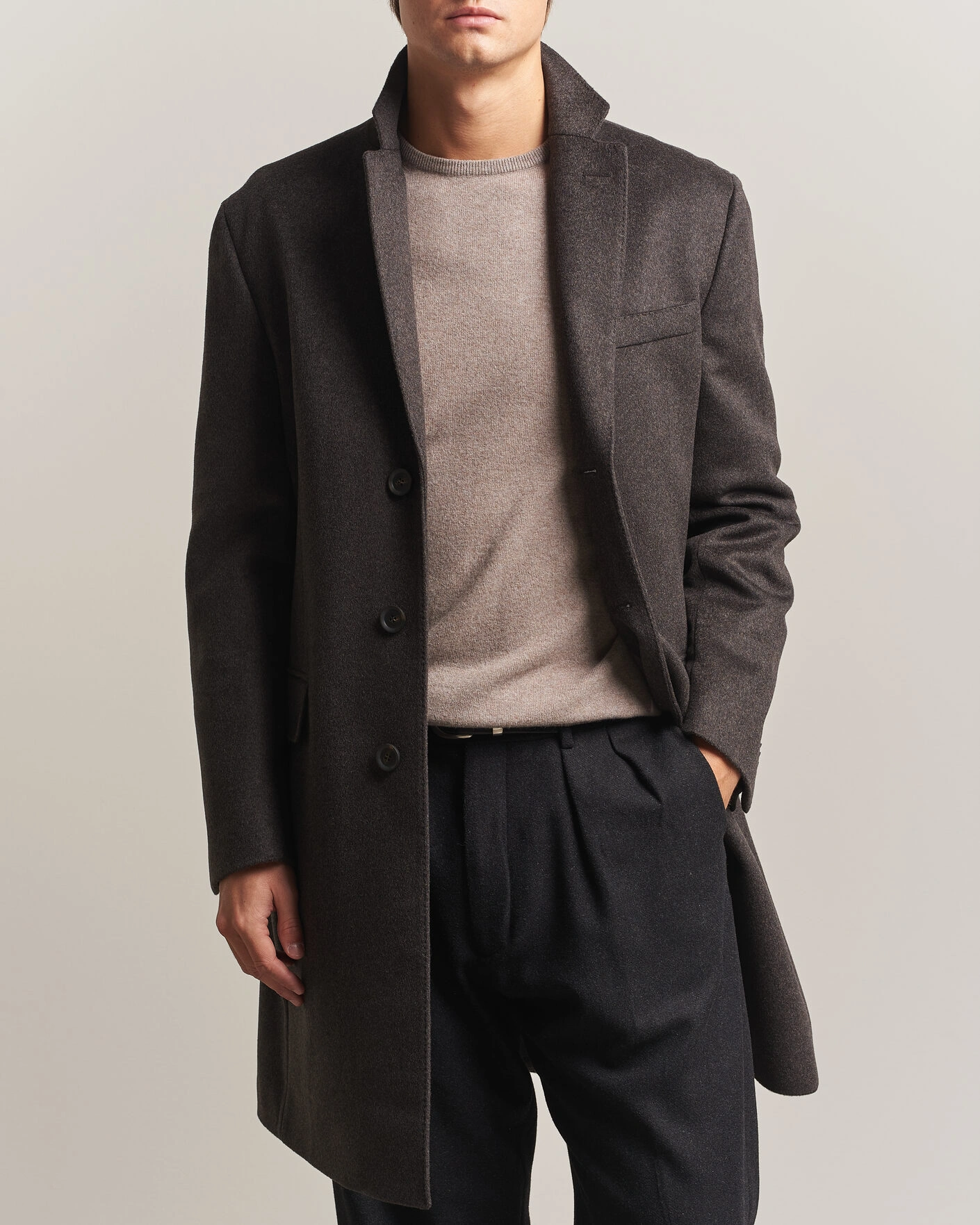 Herr | Jackor | Oscar Jacobson | Sergio Wool Coat Brown