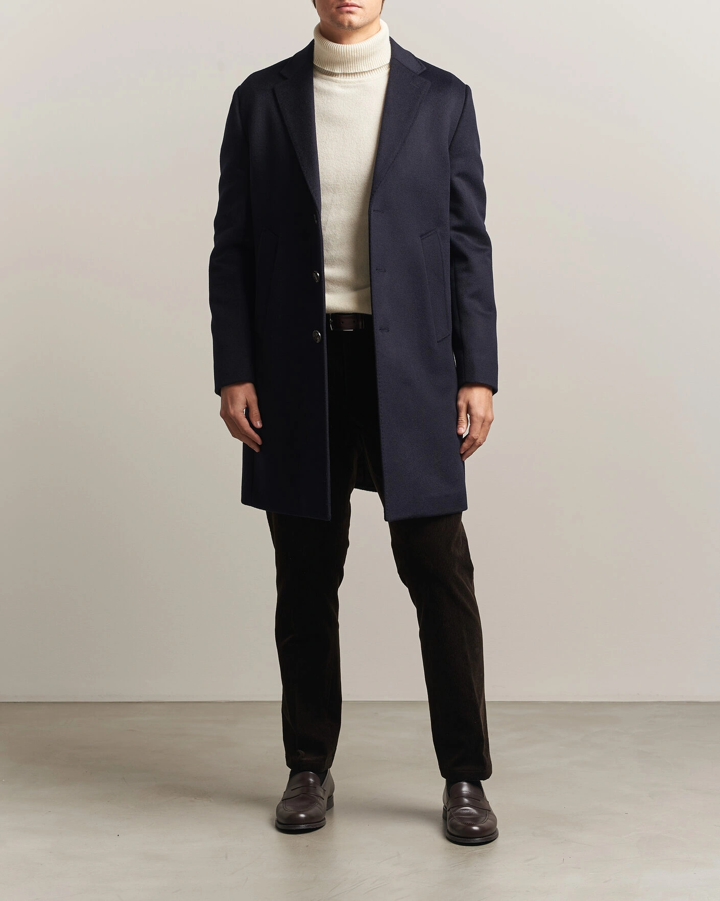Herr | Jackor | Oscar Jacobson | Single Breasted Wool Coat Navy