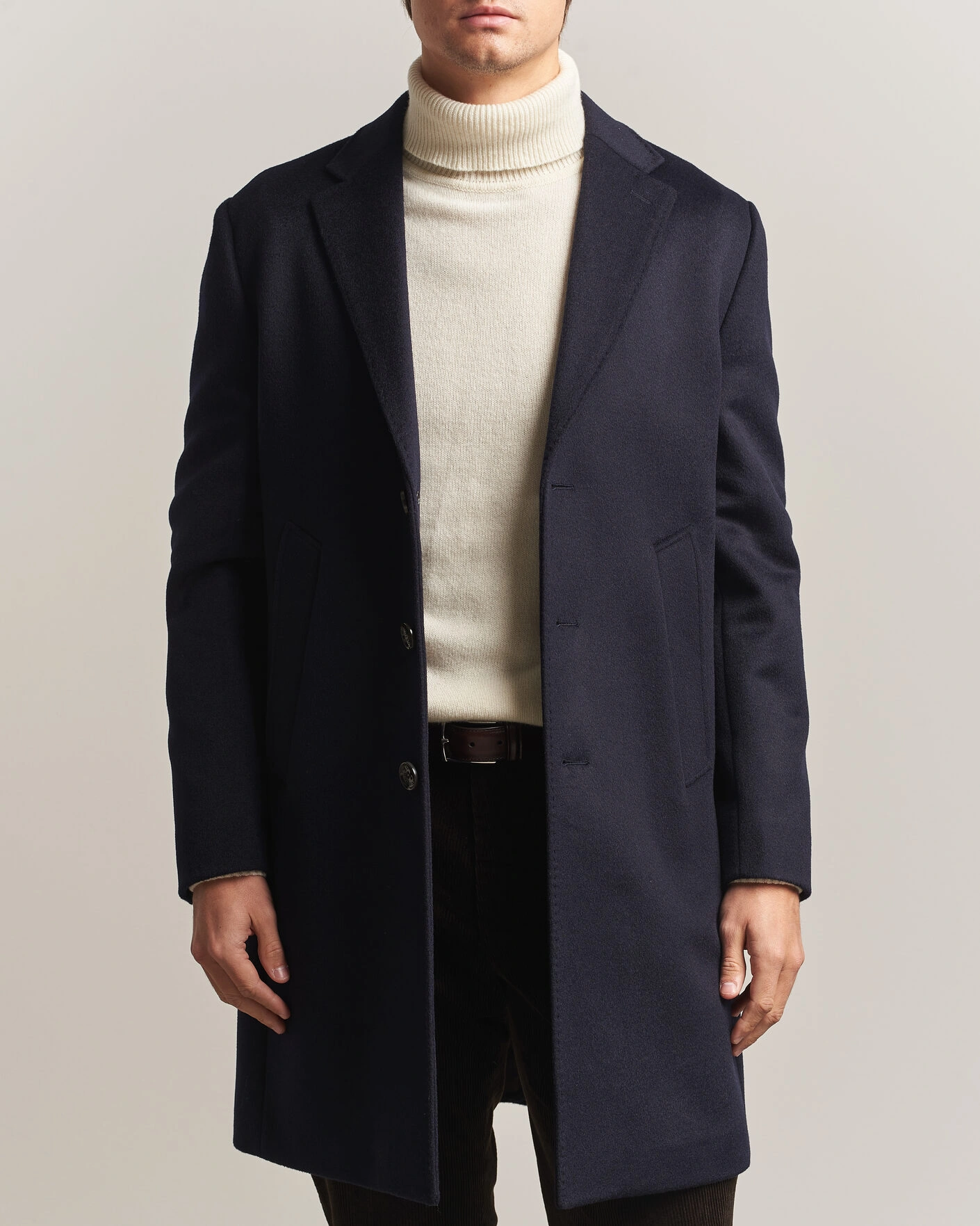 Herr | Jackor | Oscar Jacobson | Single Breasted Wool Coat Navy