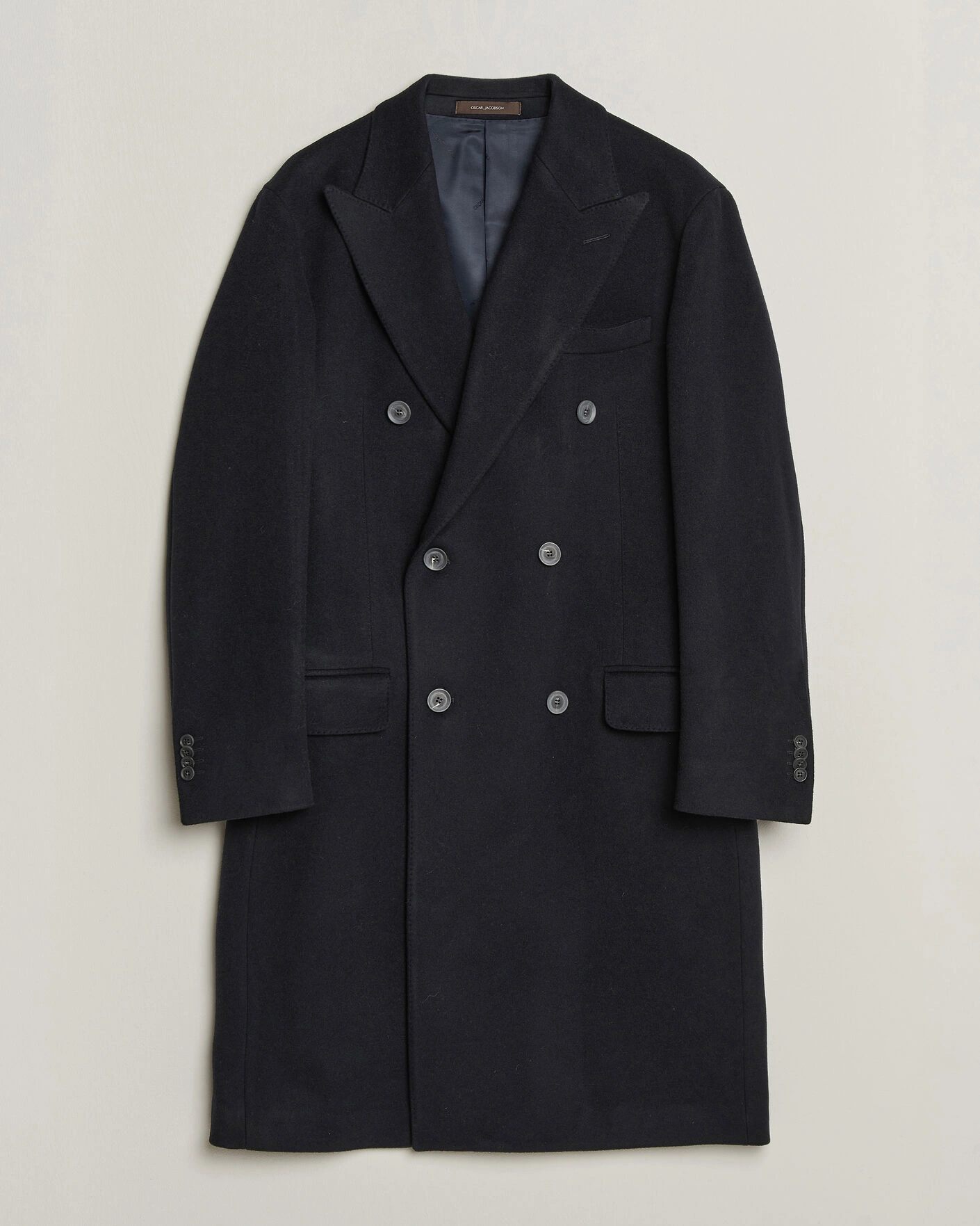 Herr | Jackor | Oscar Jacobson | Sicily Double Breasted Wool Coat Navy