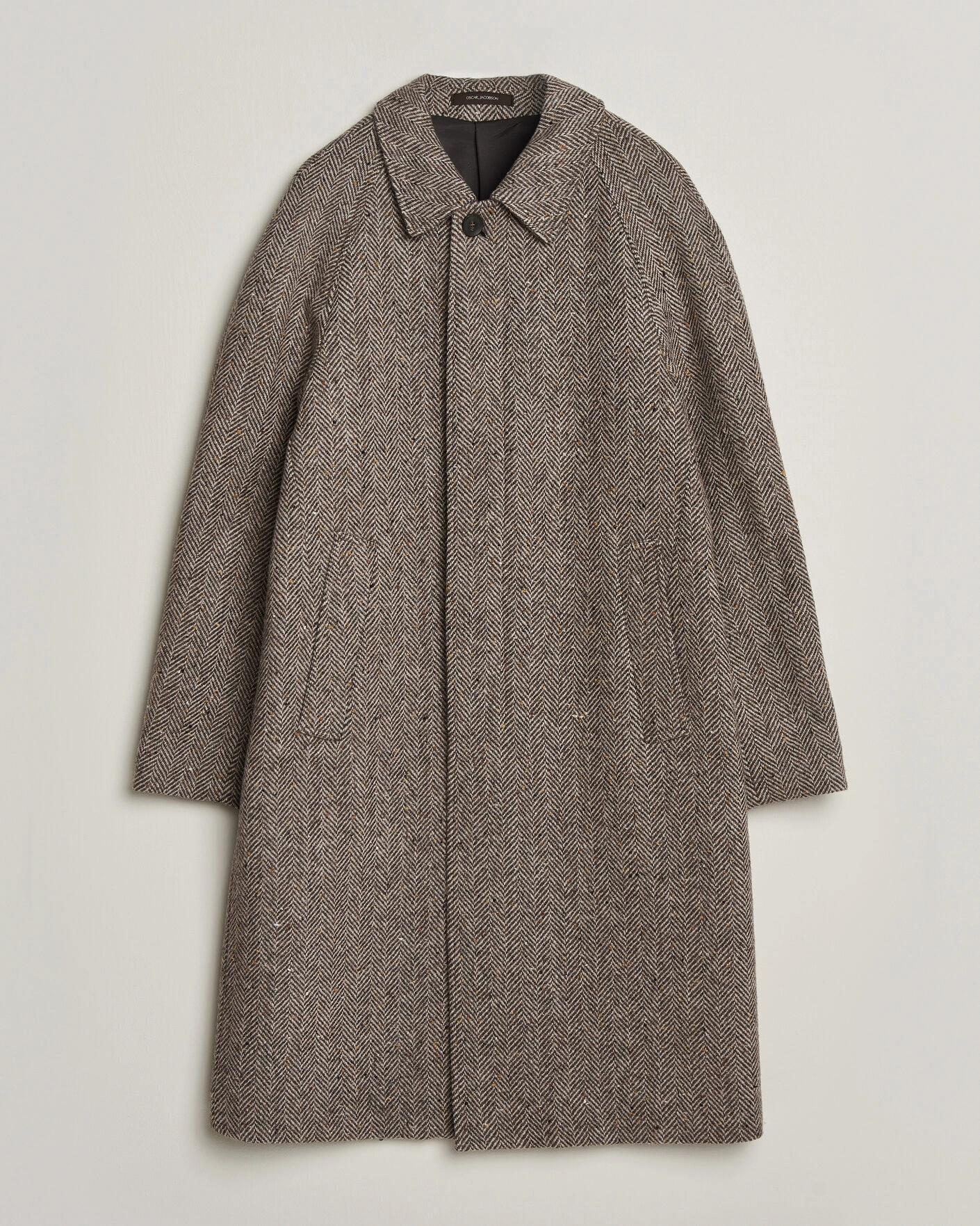 Herr | Jackor | Oscar Jacobson | Raglan Herringbone Wool Coat Beige