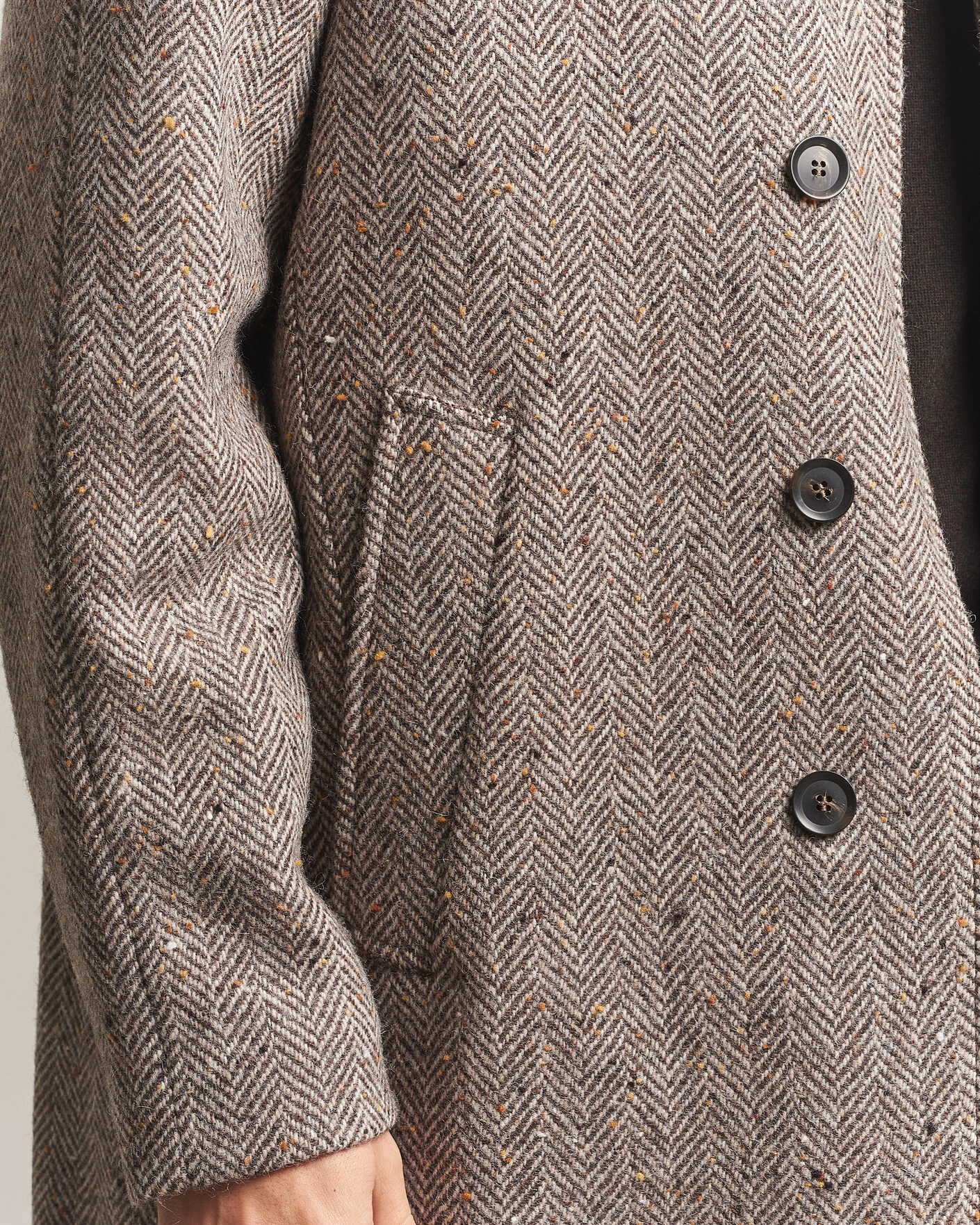 Herr | Jackor | Oscar Jacobson | Raglan Herringbone Wool Coat Beige