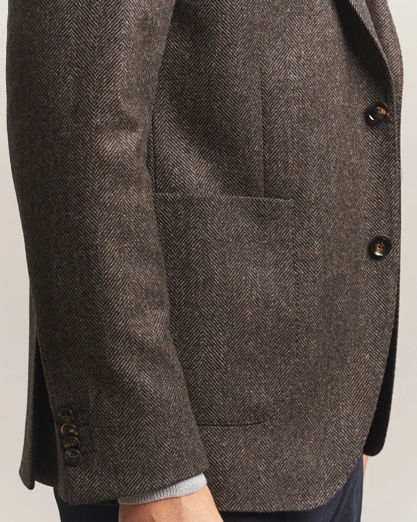 Herr | Kavajer | Oscar Jacobson | Fogerty Herringbone Wool Blazer Brown