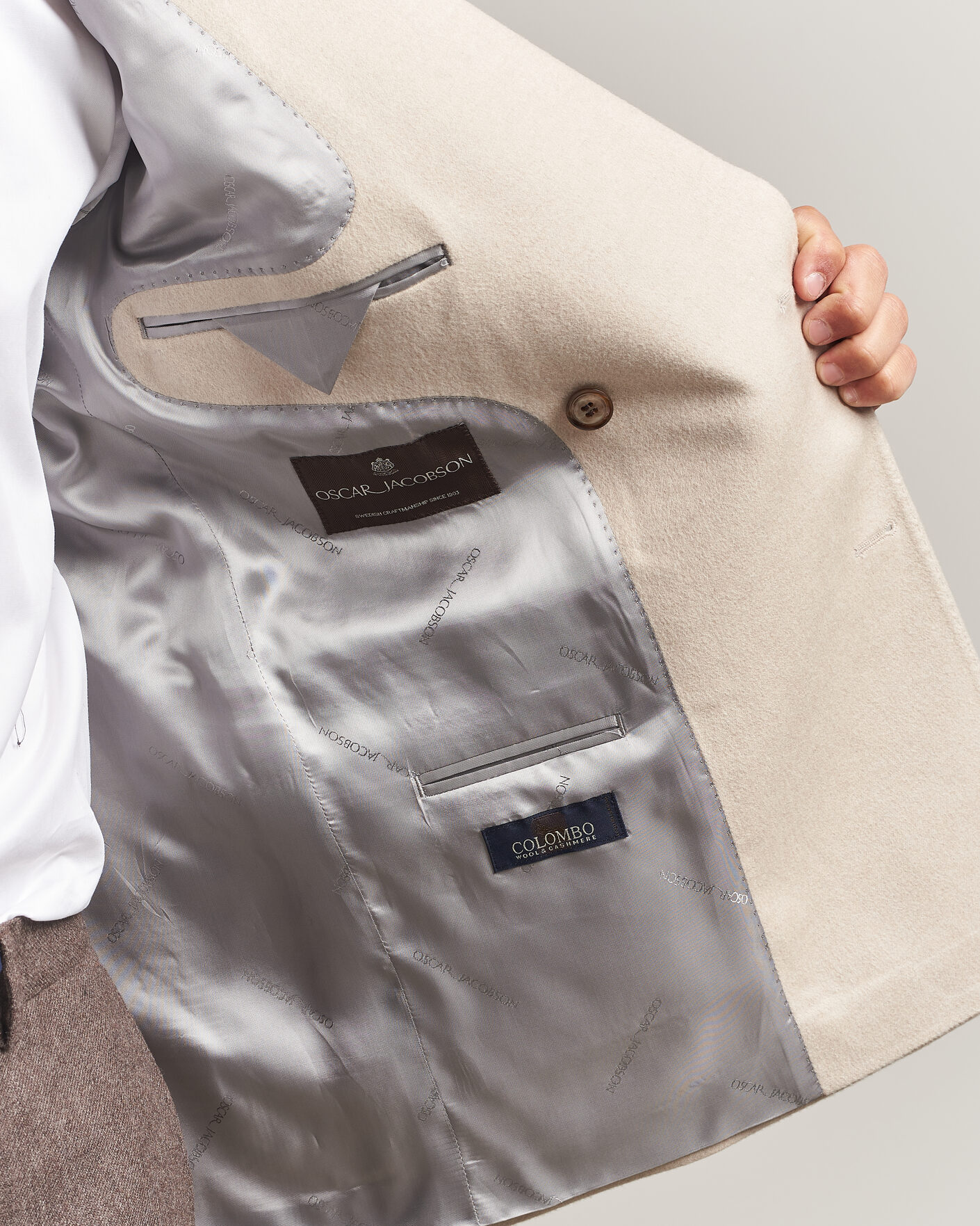 Herr | Kavajer | Oscar Jacobson | Richard Wool/Cashmere DB Blazer Creme